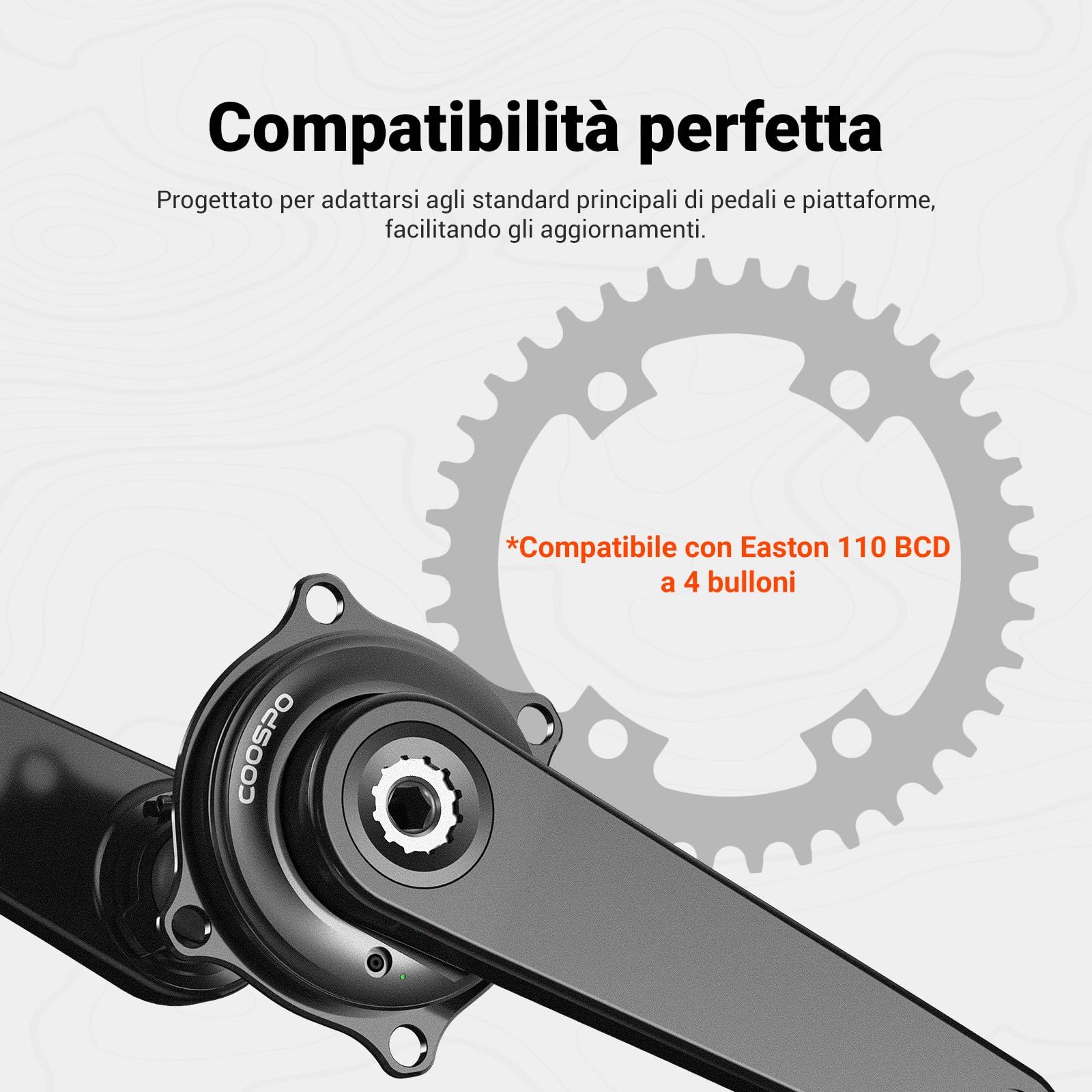 CooSpo Sensore di Potenza S10 Spider per Guarnitura Easton 110 BCD 4 Bulloni – Misura di Potenza Doppio Lato di Precisione, Compatibile Bluetooth/Ant+, Leggero per Bici da Strada e Mountain Bike