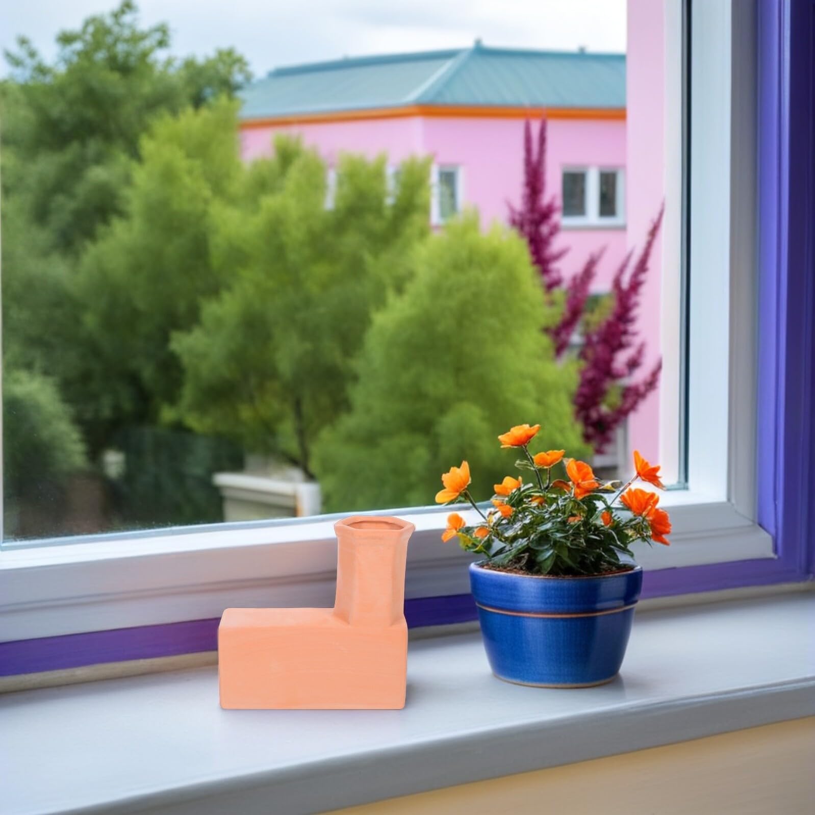 Gocciolatore Automatico per Piante in Terracotta Marrone per Giardino | Controllo Preciso Dell’acqua, Irrigazione Efficiente, Umidità del Terreno al Livello delle Radici