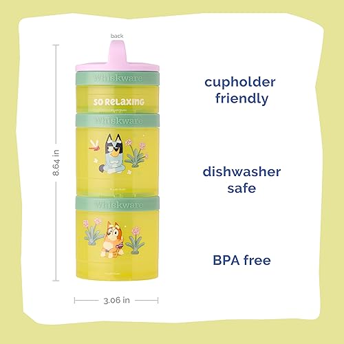 Miniatura 2 de Whiskware Bluey - Contenedores apilables para aperitivos para niños y niños pequeños, 3 tazas apilables para aperitivos para la escuela y viajes,