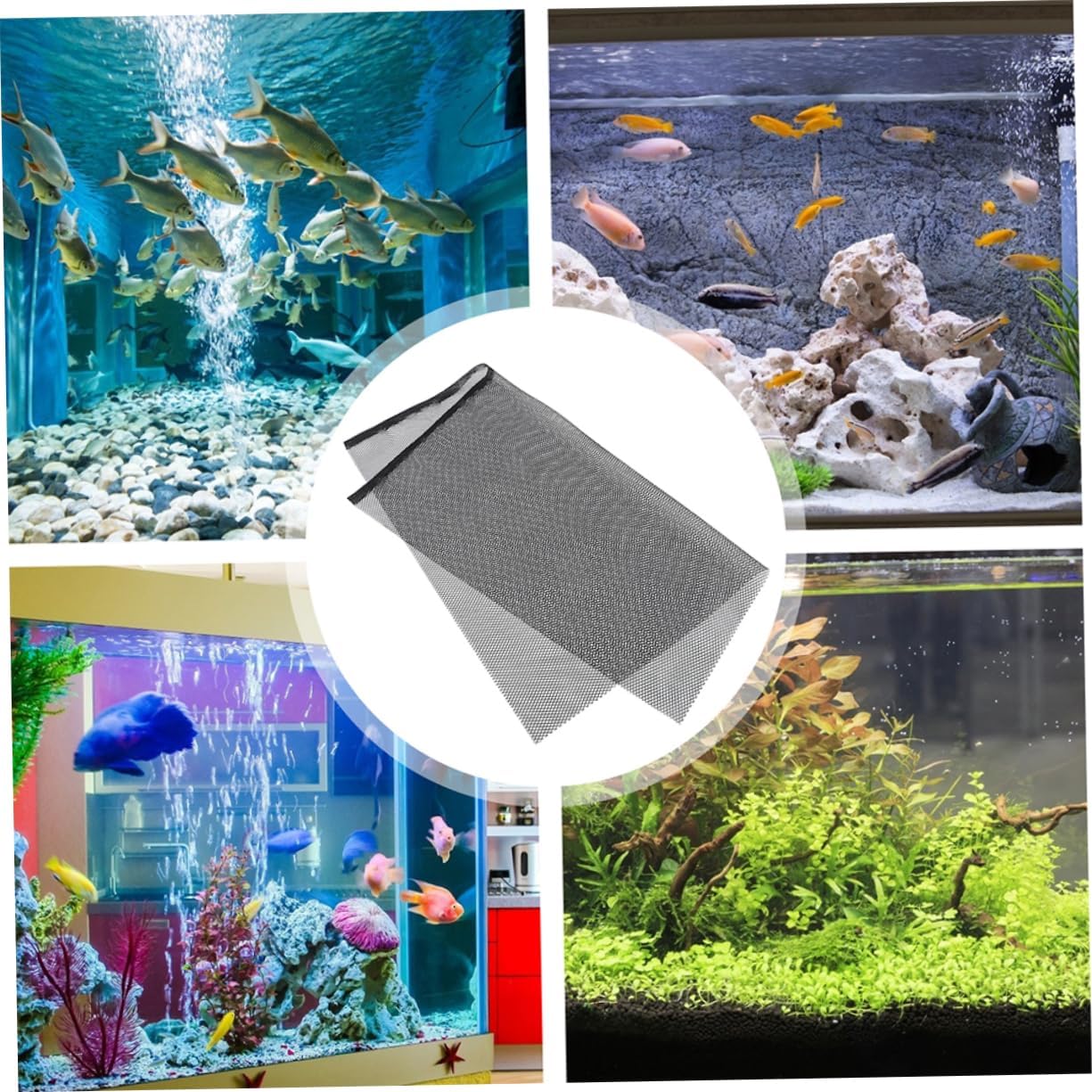 Kisangel Aquarium Mesh Screen Cover Fish Tank Separator Net for Betta Fish Jump Prevention Breathable Design Versatile Aquarium Accessories