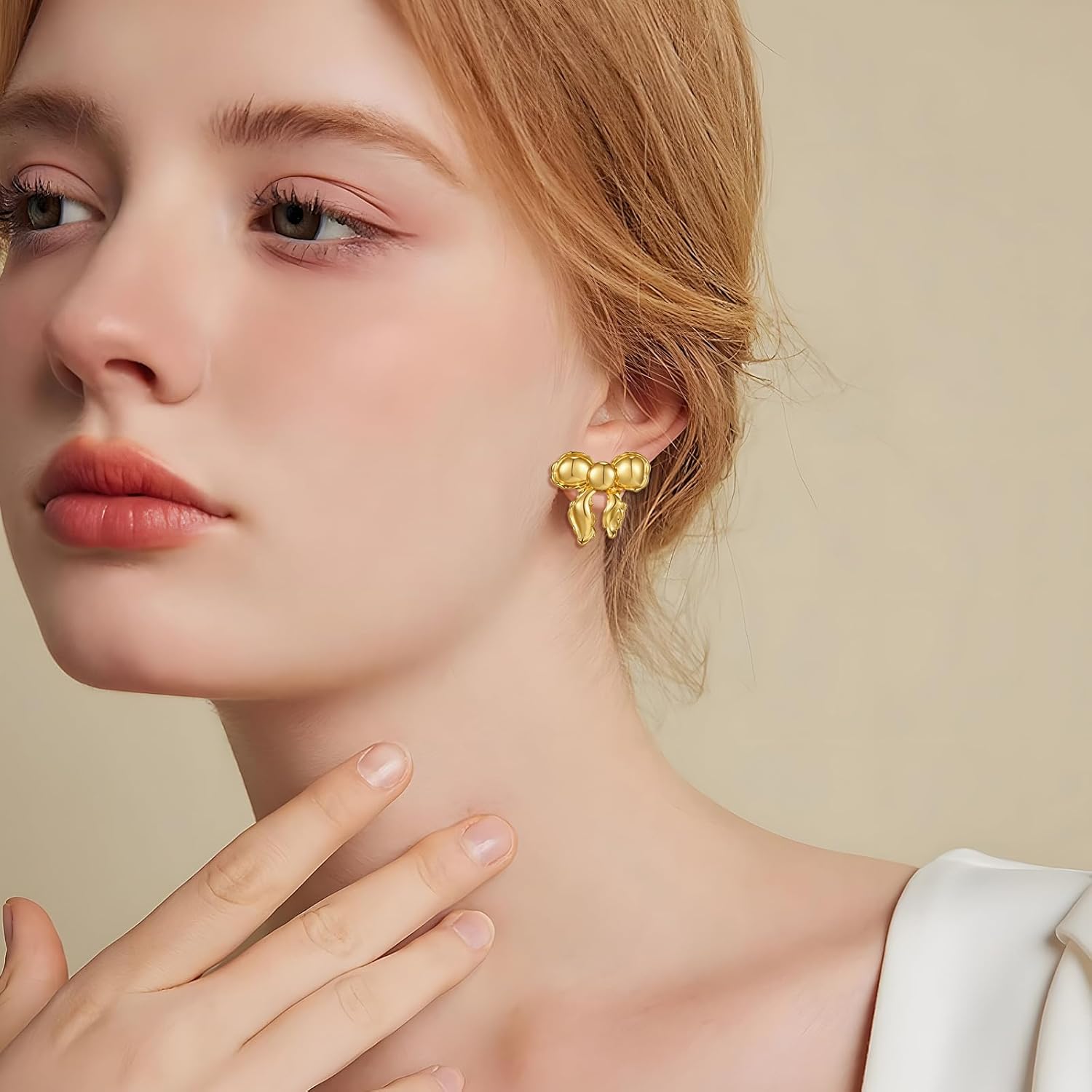 Dainty Gold Bow Earrings for Teen Women Cute Gold plated Drop Studs Trendy Jewelry Gifts for Her - Image 2