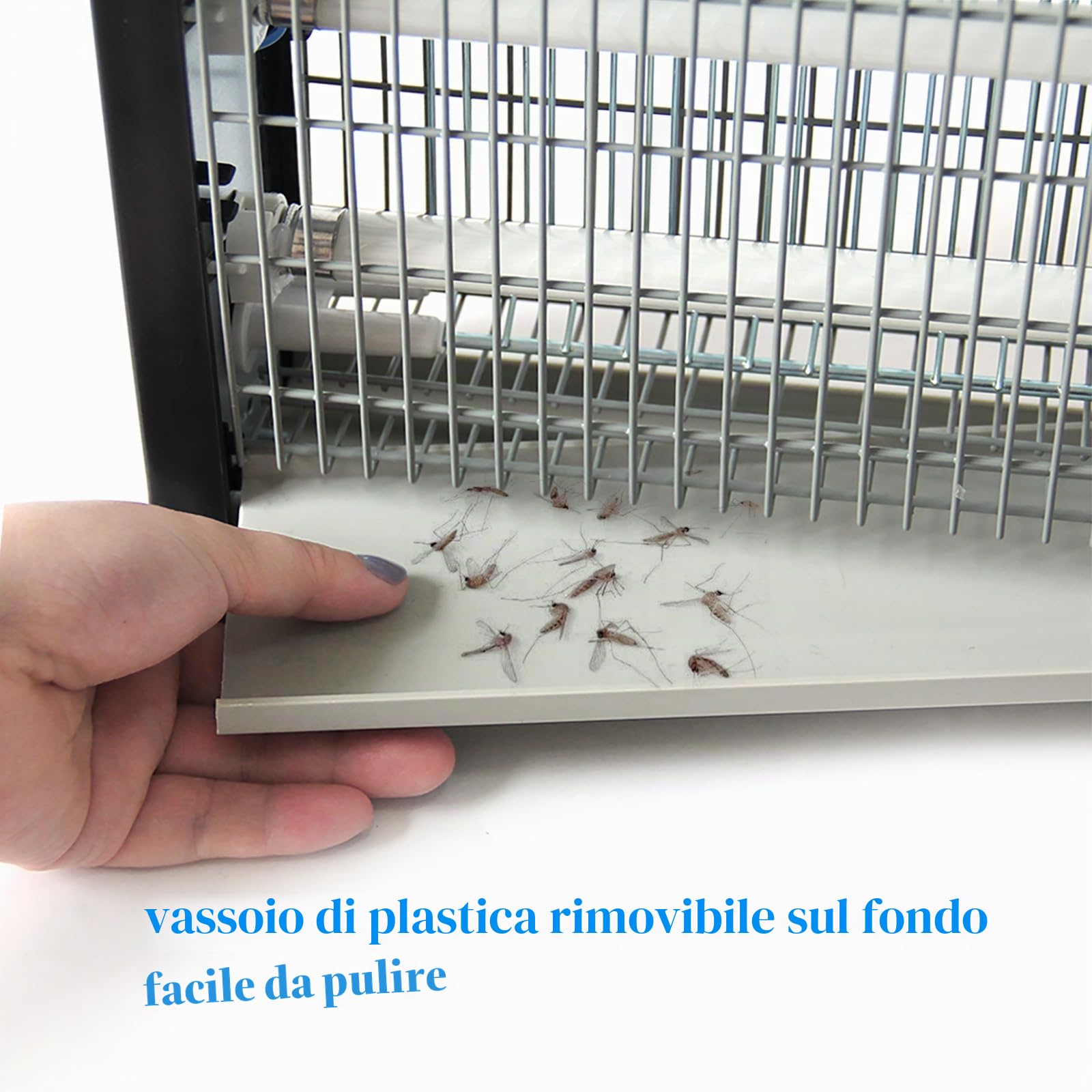 Lampada Antizanzare, Mosquito Killer Lampada con Luce Blu per Mosche e Zanzare, Zanzariera Elettrica Trappola per Zanzare da esterno interno con Catena Sospensione (Argento)