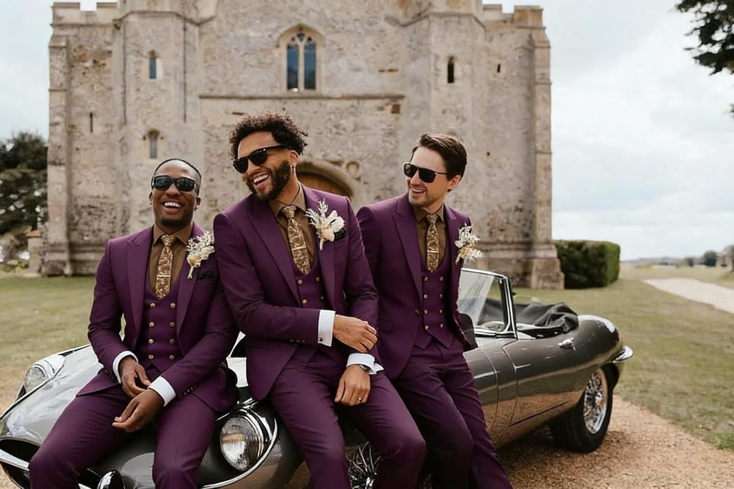 Suits for Men Slim Fit 3 Piece Suit Men Double Breasted Suit Mens Metal Buttons Peak Lapel Blazer Jacket Vest Pants