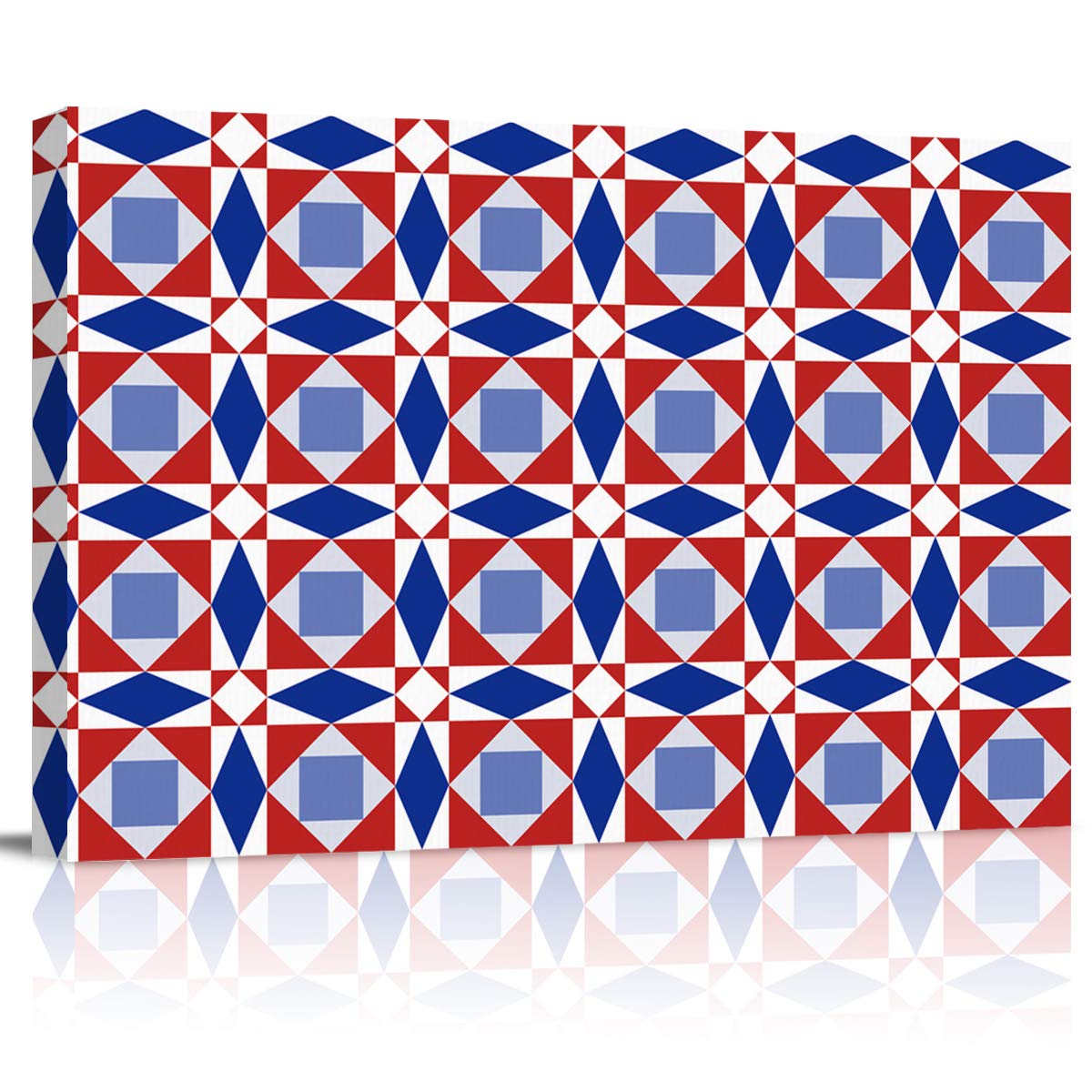 Canvas Wall Art for Living Room Large Size No Frame Geometric Artwork Canvas Paintings Pictures for Bedroom Kitchen Modern Square Rhombus Abstract Curves Old Fashion Wall Decor 12x16 inch