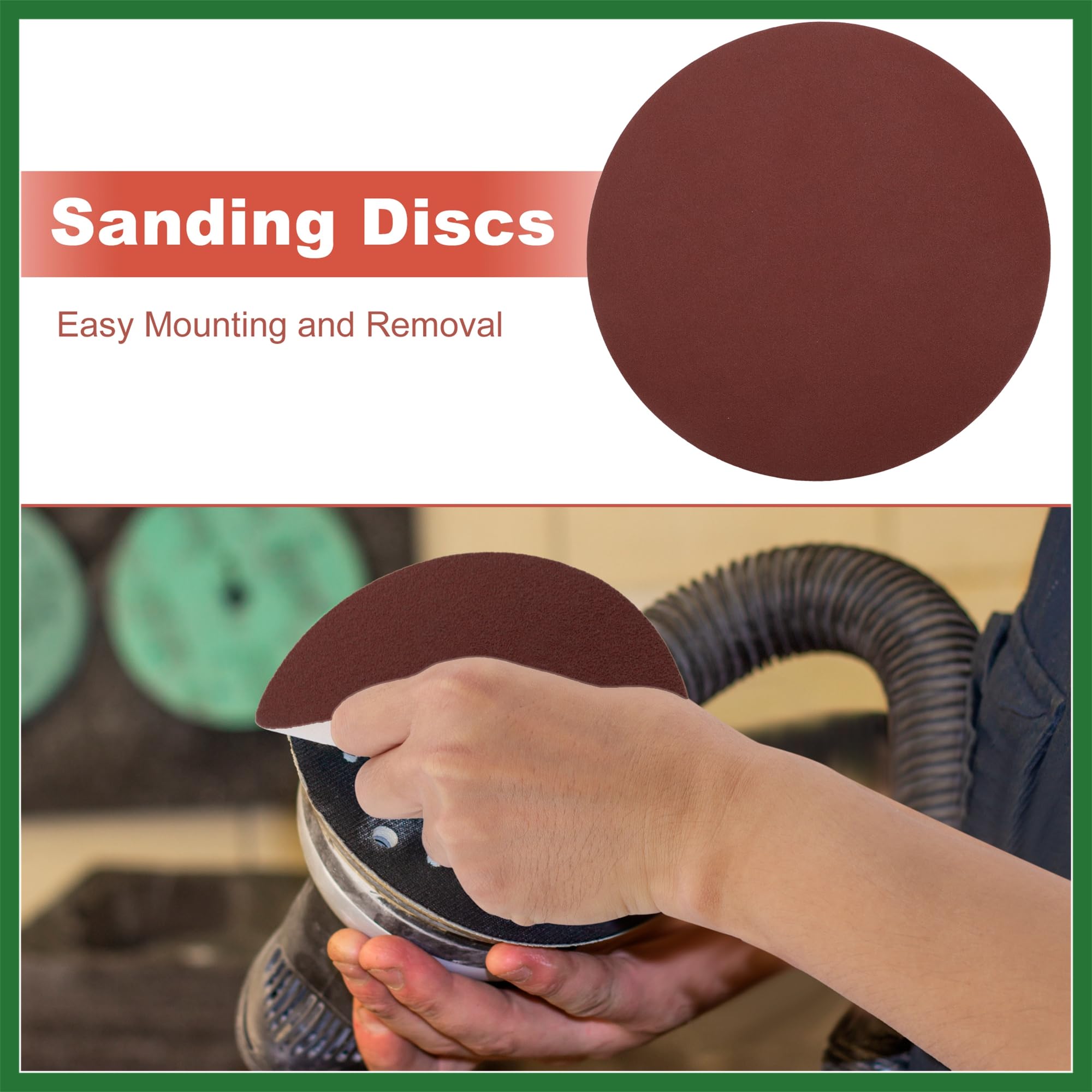 Motoforti 12 Inch Sanding Discs Round Hook and Loop Sandpaper 120 Grits - 10 PCS Long-lasting, Red, 12inch - Image 2