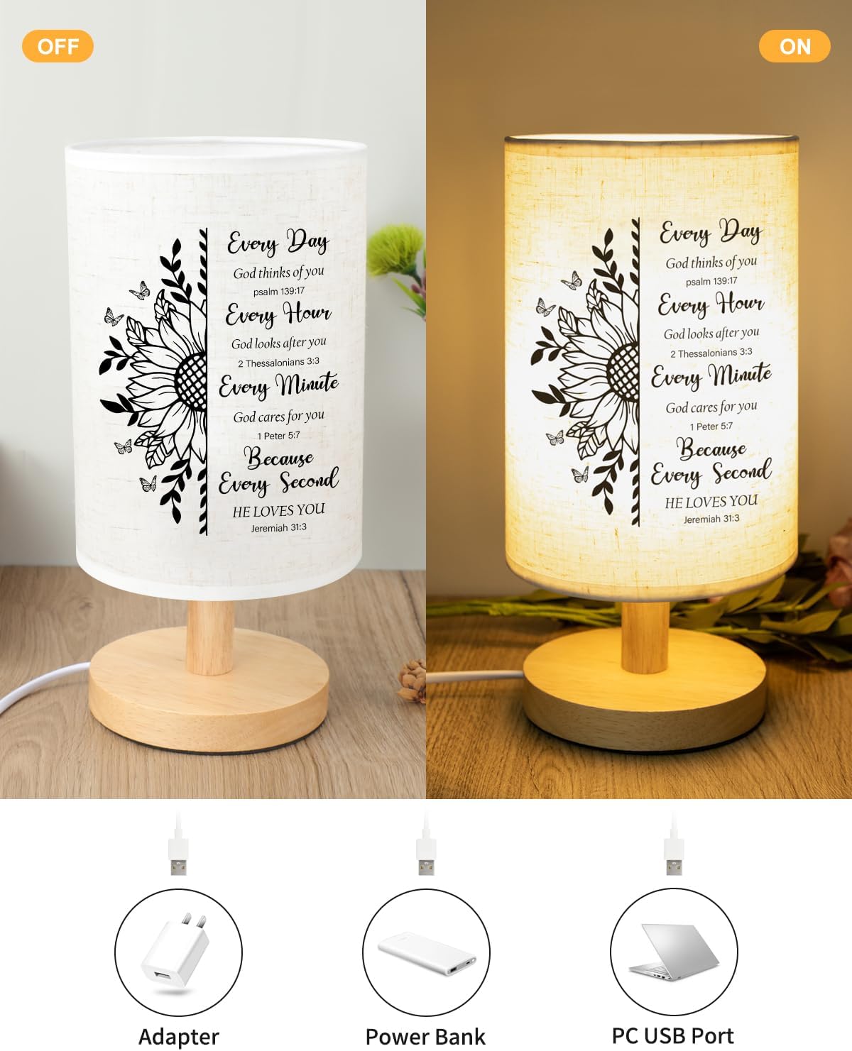 Christian Gifts for Women Table Lamp, Religious Christmas Gifts for Women with Bible Verse Prayer Inspirational Gift Fabric Lamp Spiritual Gifts for Woman, Friend - Image 4