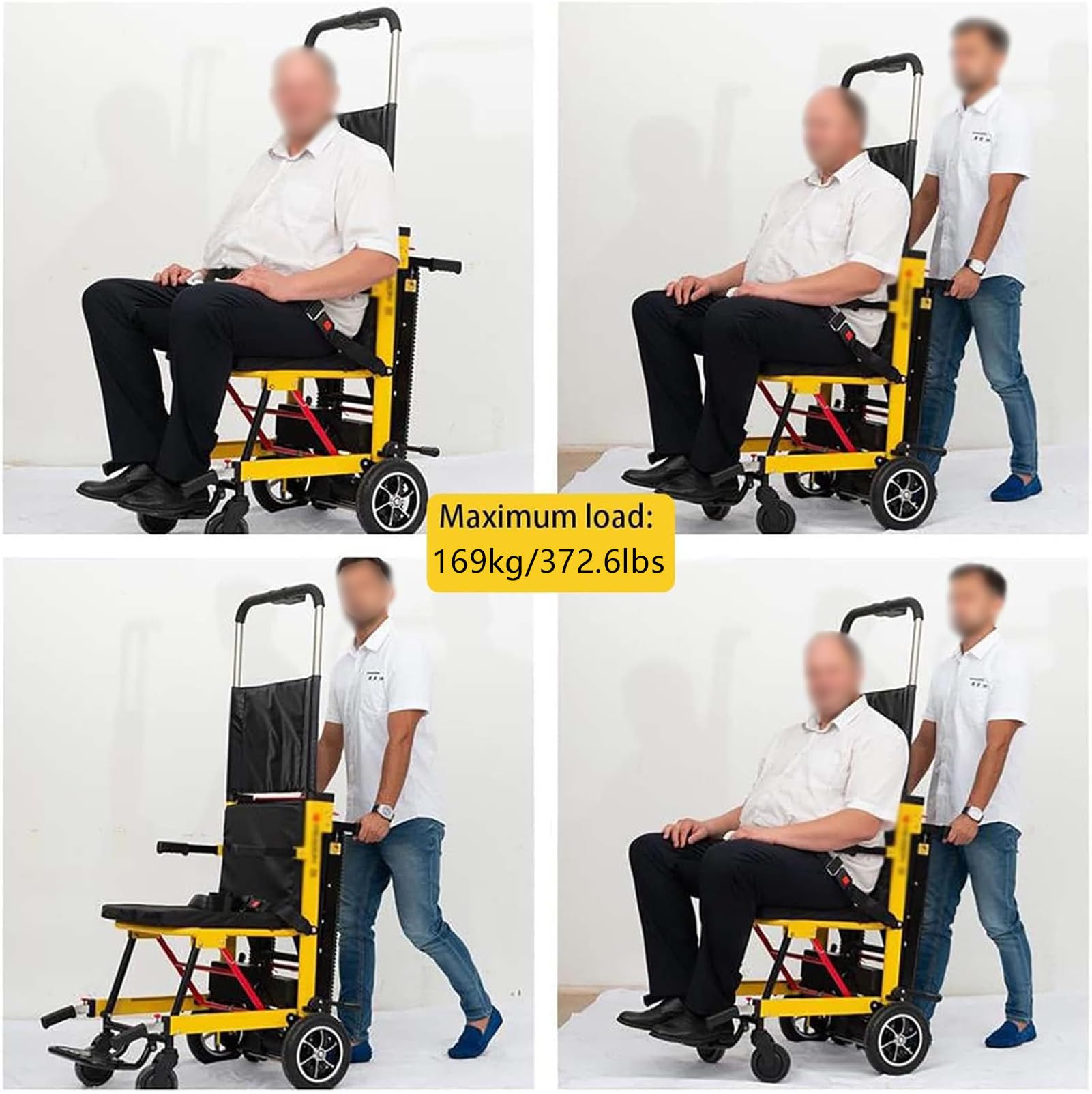 Saliscale Elettrico Cingolato Carico 169 kg Multifunzionale Portatile Sedia Montascale in Alluminio Sedia A Rotelle Elettrica per Salire Le Scale per Anziani Disabili