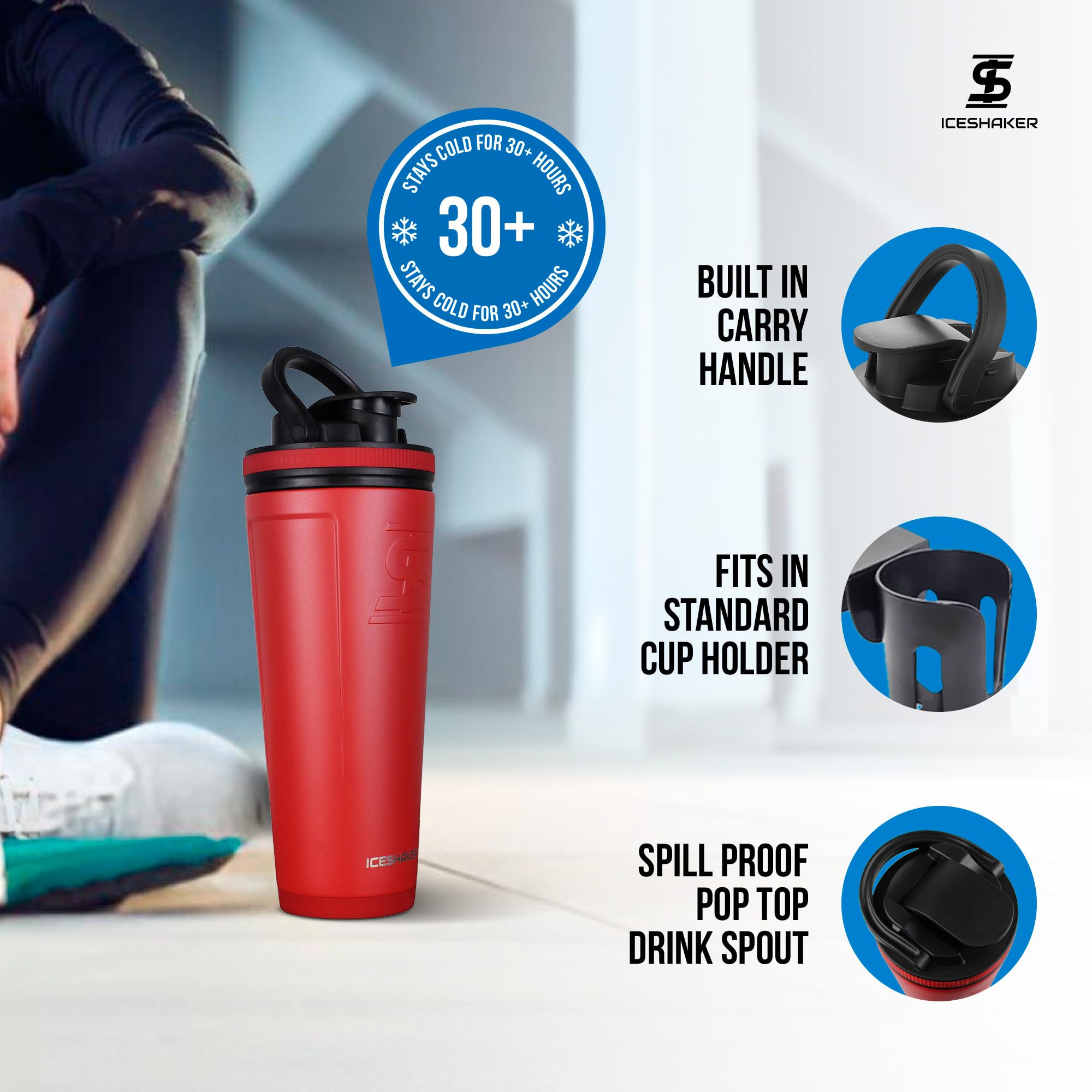 Shaker Per Ghiaccio Ice Shaker 737 Ml In Acciaio Inox | Isolato Sottovuoto Per Proteine | Visto Su Shark Tank | Blu Navy - 4