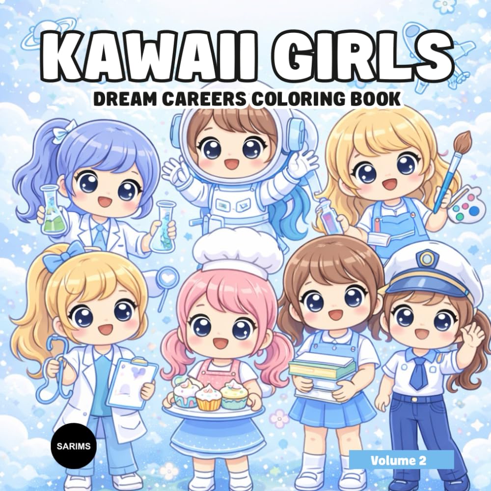 Kawaii Girls Dream Careers: Cute Coloring Pages of Future Jobs & Big Dreams for Girls – Volume 2 (Kawaii Girls Adventure Coloring Series)