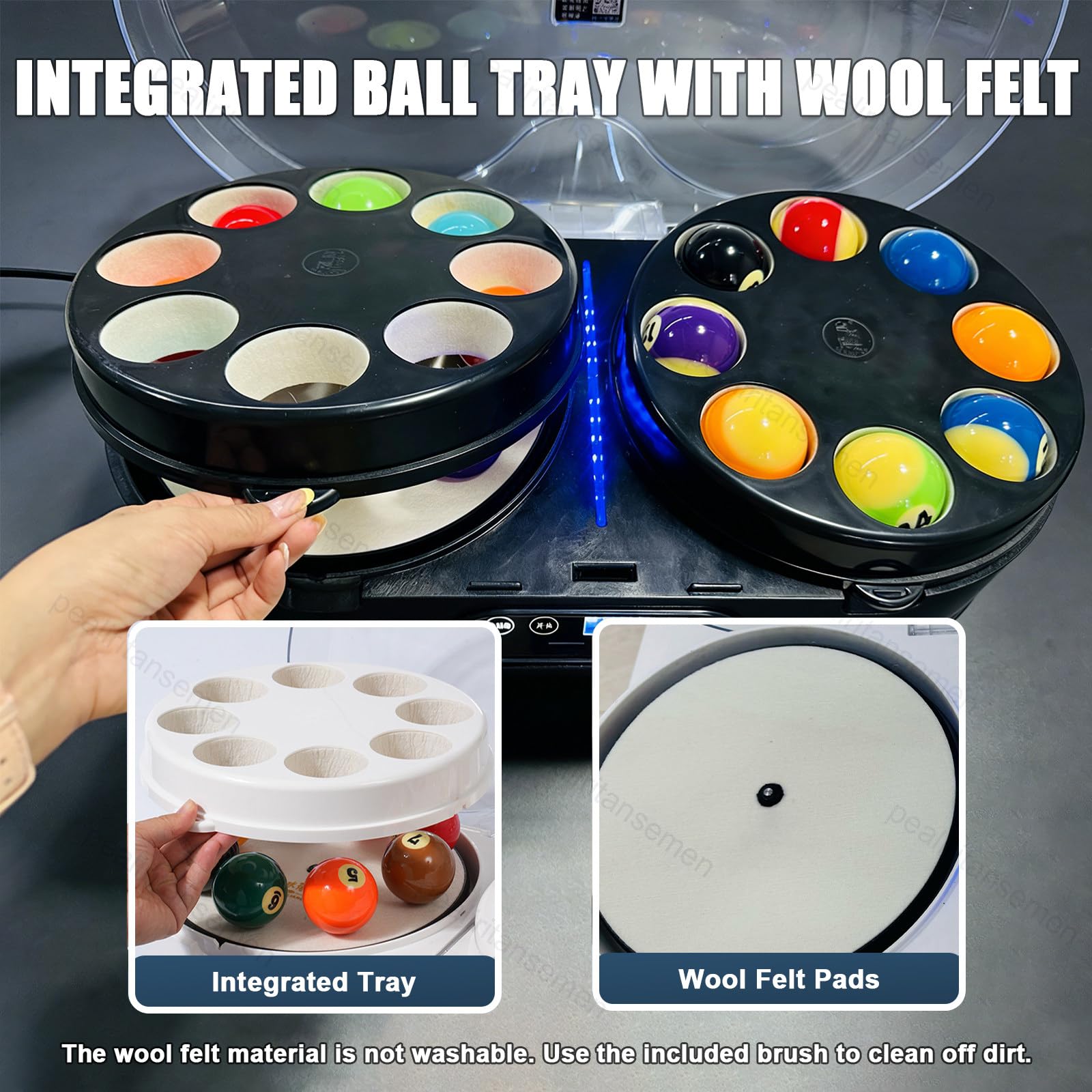 Upgraded Billard Ball Cleaner - Dual Motor & Dual Rotierende Scheiben - Professioneller Pool Ball Polierer mit Touch Control, 2 Minuten Schnelle Reinigung, für Club/Pool Hall/Gym