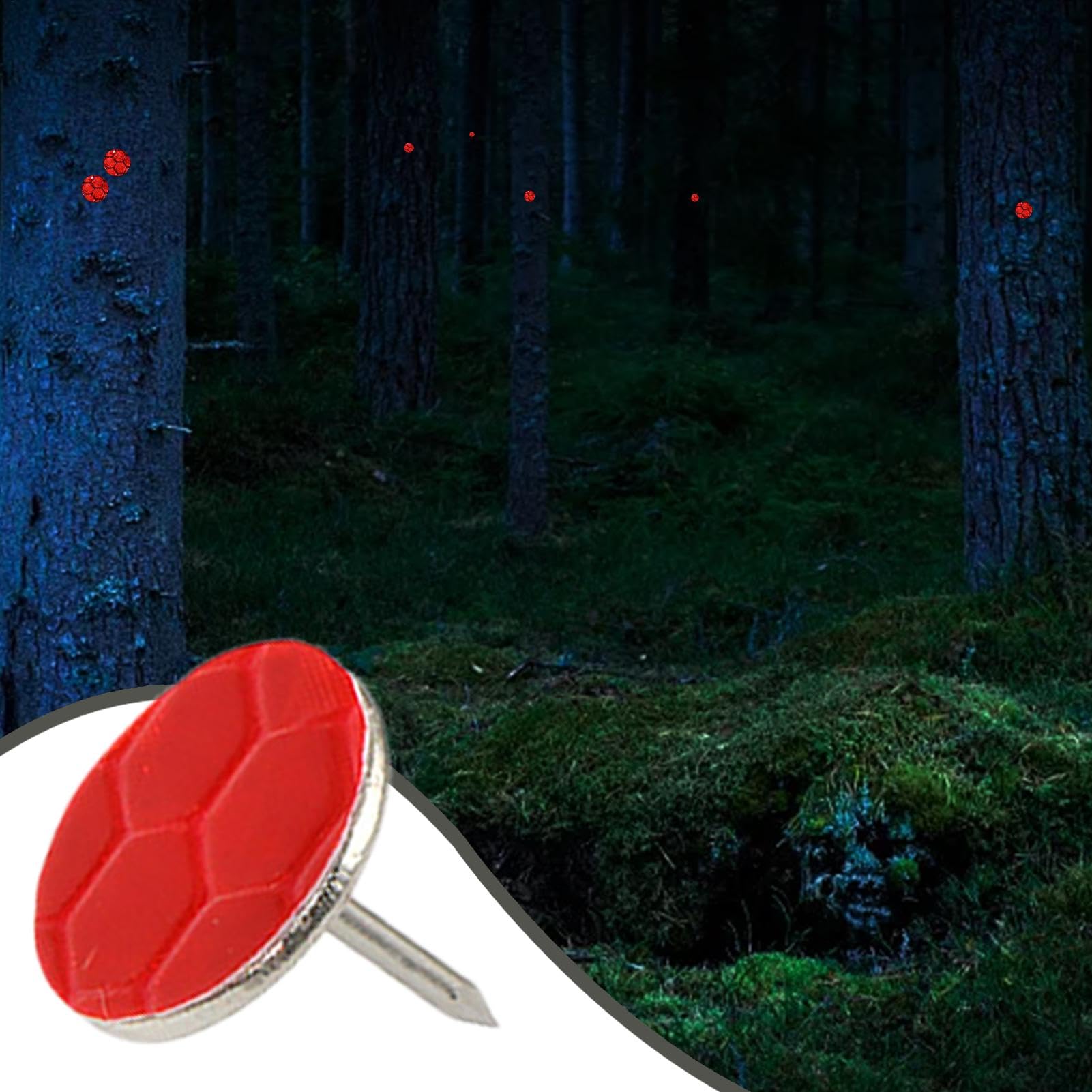 Segnalatori riflettenti, chiodi riflettenti, 50 chiodi di segnalazione per la sicurezza notturna, chiodi riflettenti per prevenire la perdita all'aperto durante le escursioni nello zaino