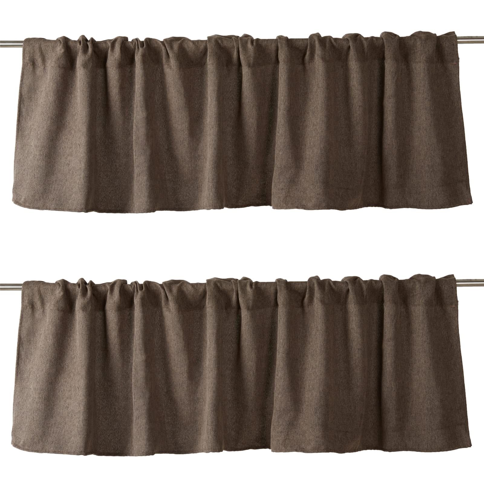 TOPLUXE Rideaux Cantonnière Cascade Pour Fenêtres, Cantonnière Damassés à Franges, Rideaux Courts Pour Chambre Salon Cuisine Café (Largeur 100cm, Rouge