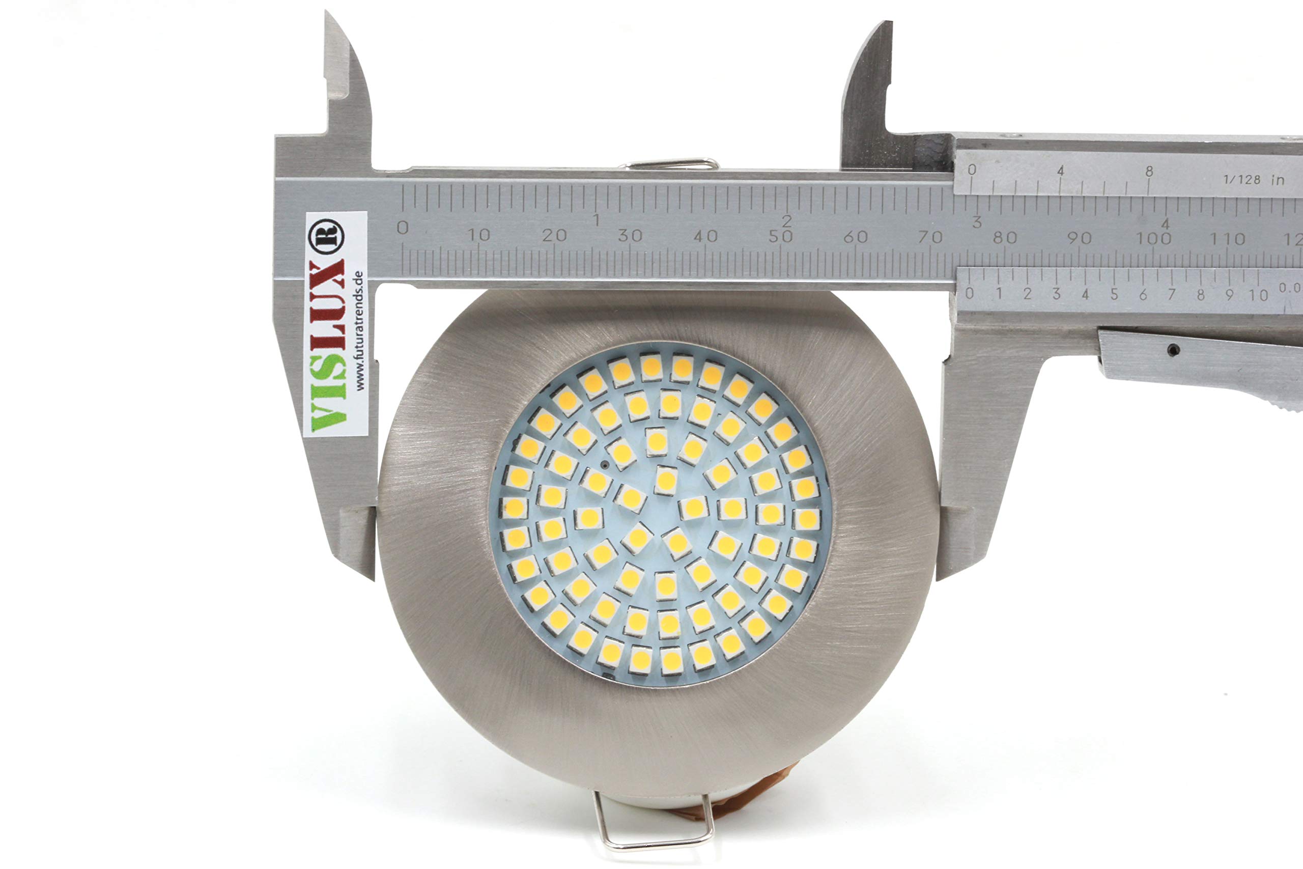 LED Einbaustrahler 230V - 58mm - 70mm - Edelstahlgebürstete Einbauspots Badezimmer- Energiesparende warmweiße Einbauleuchten - 3,5W 330lm 3000K - (6er Set) - (Matt-Chrom)