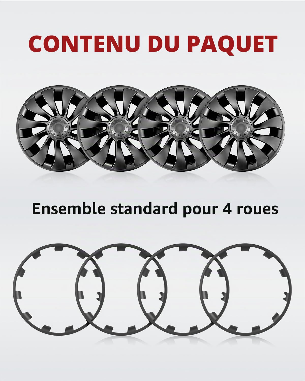 Protection de Bord de Jante ABS pour Tesla Model Y 21 Pouces Roues Uberturbine (Gunpowder, 4 Pièces)