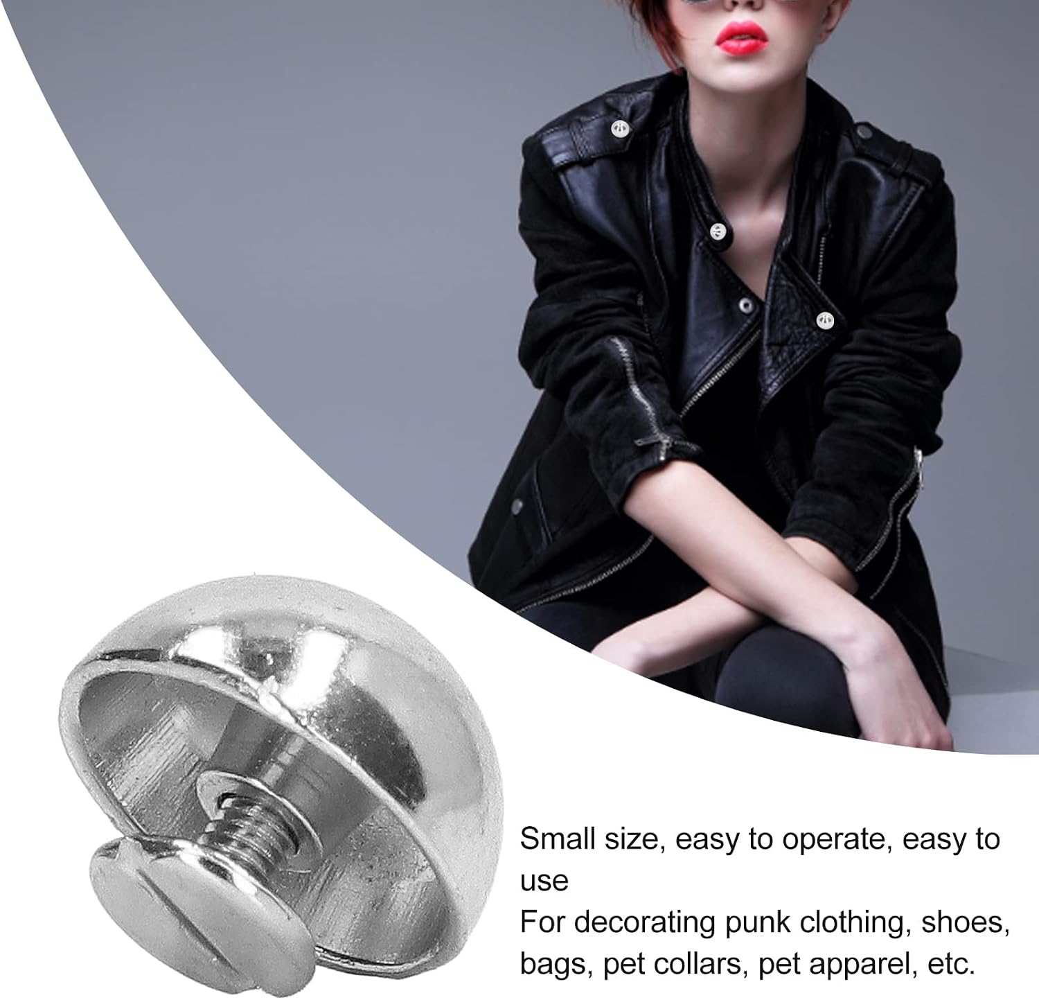 12mm 100 Sets Round Mushroom Shape Leather Rivet Chicago Screws Button RivetsStuds Rivets for Leather Craft Belt Wallet Handbag Decoration(Silver) Clothing Materials
