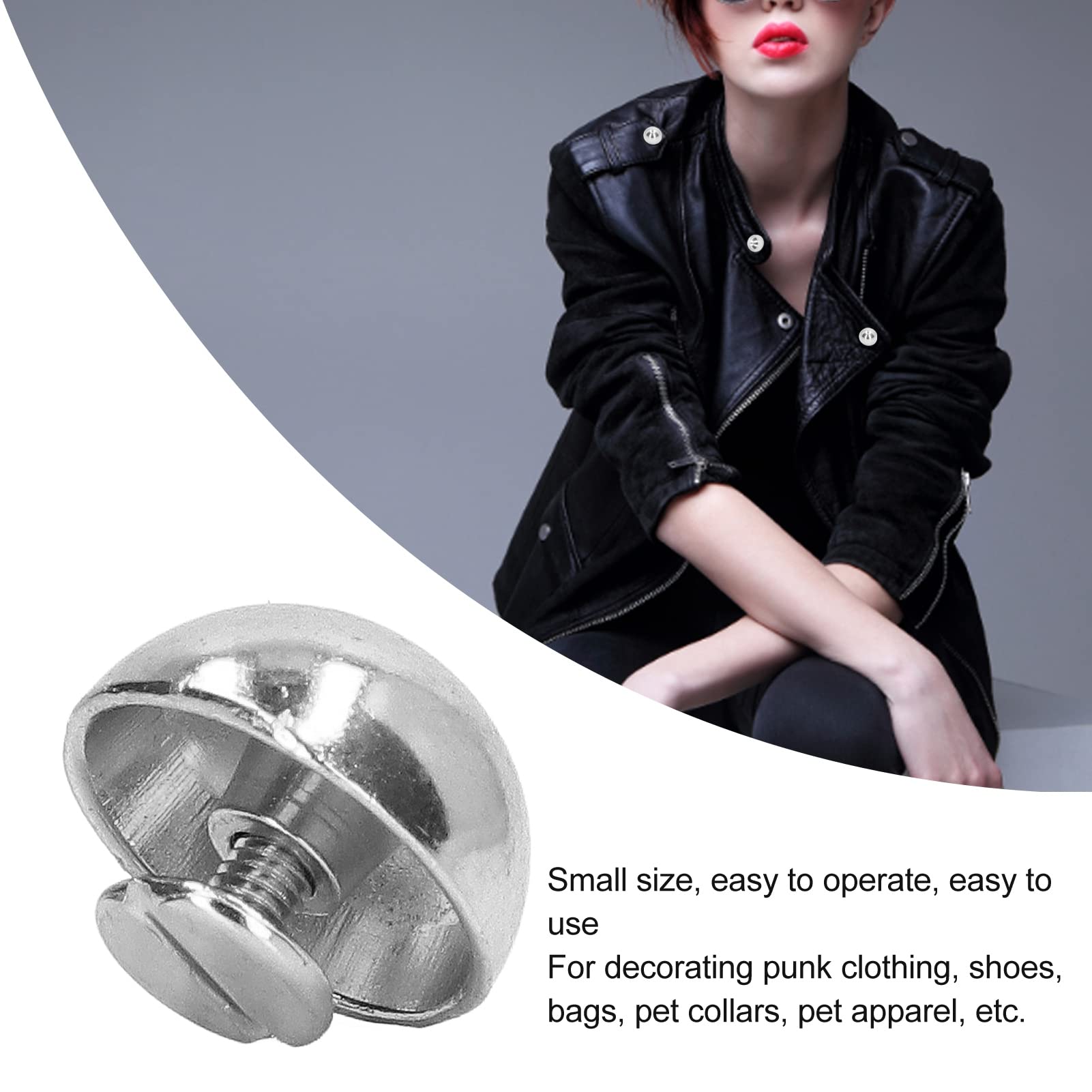 ANKROYU 100 Sets Mushroom Rivet, 12mm Round Head Leather Rivets, Metal Round Domed Studs - Image 2