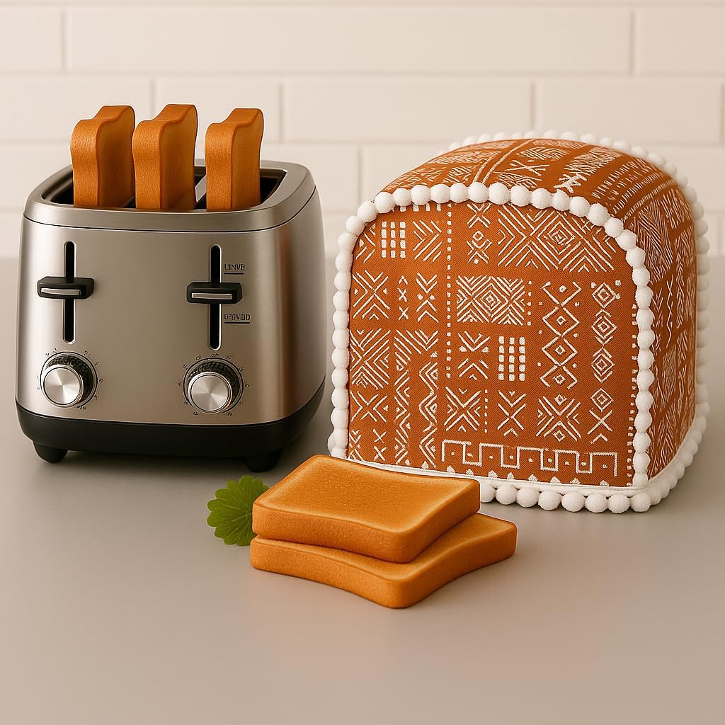 - 2 Slice Toaster Cover|Small Appliance Bread Toaster Cap Cover for Dust & Fingerprint Protection, Machine Washable, Terracotta, Durable and Stylish Protector for Kitchen Appliances, 12x8.5x8.5 Inch