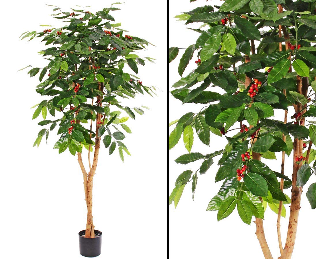 Arbre artificiel de café et grains de café et des fleurs, hauteur : 180 cm-arbre kunstbäume dekobäume artificiel