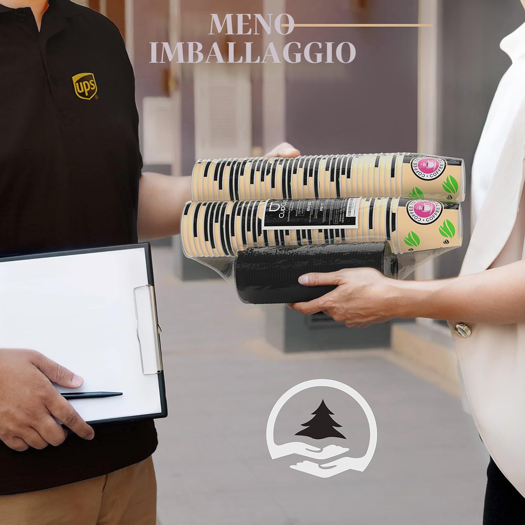 CupCup 100 Bicchieri Carta per Prendere il Caffè - Tazza con Coperchio di 8 Oncia per il Prendere il Caffè, il Tè, le Bevande Calde e Fredde