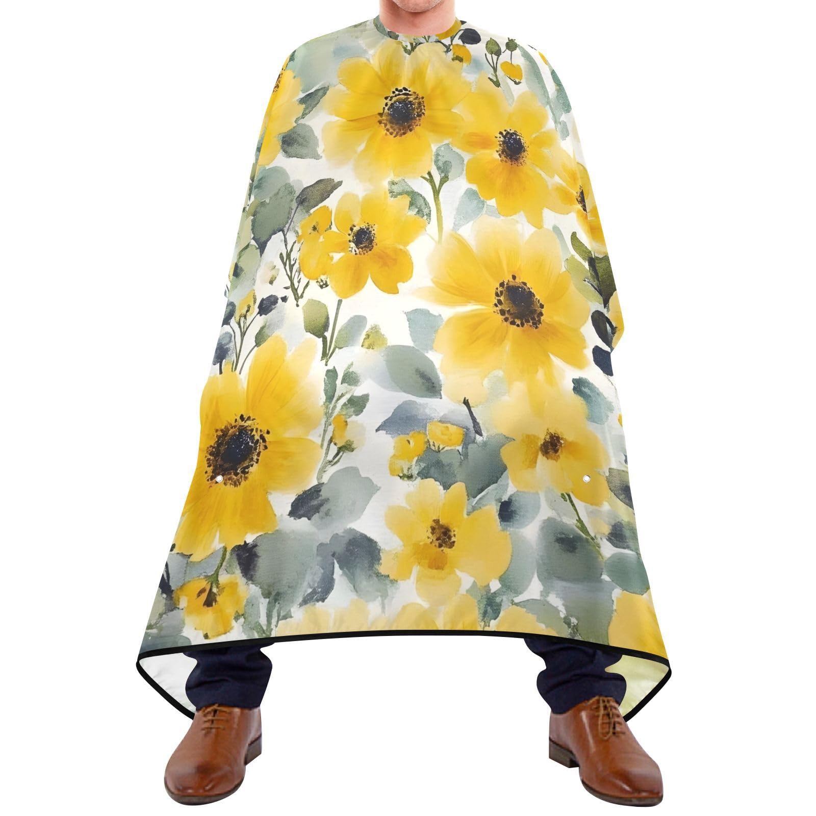 Hezely Yellow Flowers Hair Dye Cape, Barber Cape for Adults,Waterproof Salon Cape,Waterproof Hairdressing Styling Hair Cutting, 65