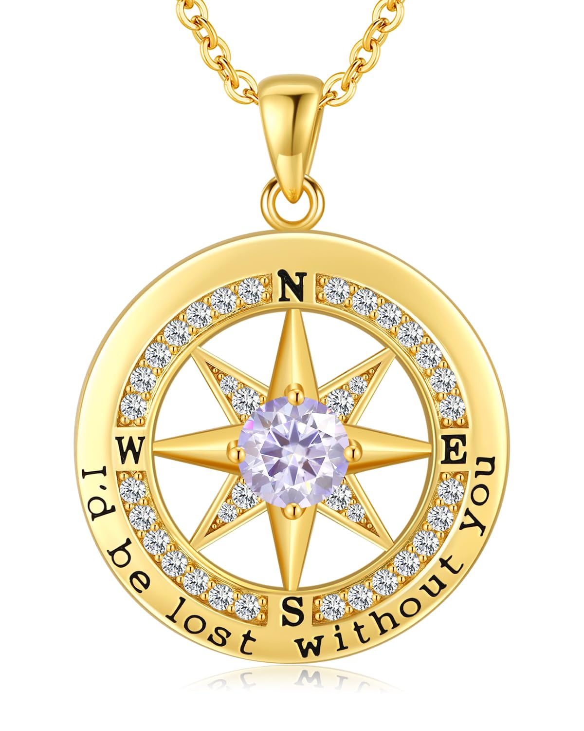 S925 Necklace Gift for Wife |Compass Jewelry |Women Anniversary |Sterling Silver |Girlfriend Birthday Gifts for Her Valentines |I'd be Lost without
