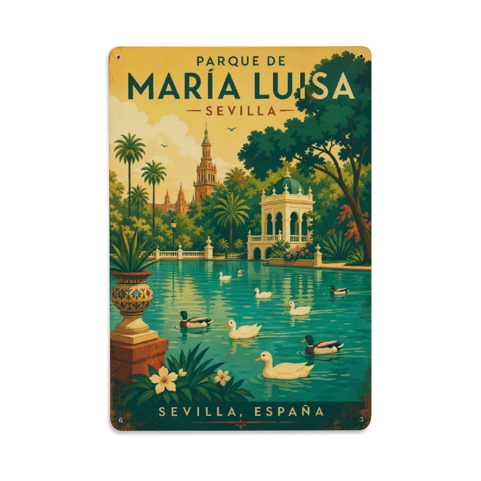Metal Tin Sign Vintage Travel Seville Spain