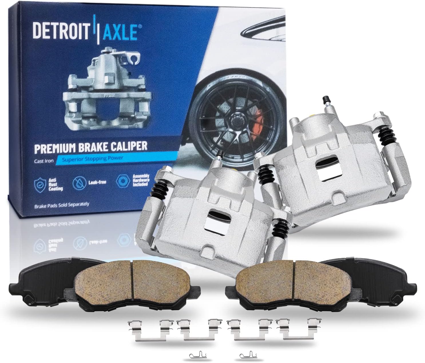Detroit Axle - Front Brake Kit for Chrysler 200 Sebring Dodge Avenger Caliber Jeep Compass Patriot, Disc Brake Calipers Ceramic Brake Pads w/Hardware Replacement