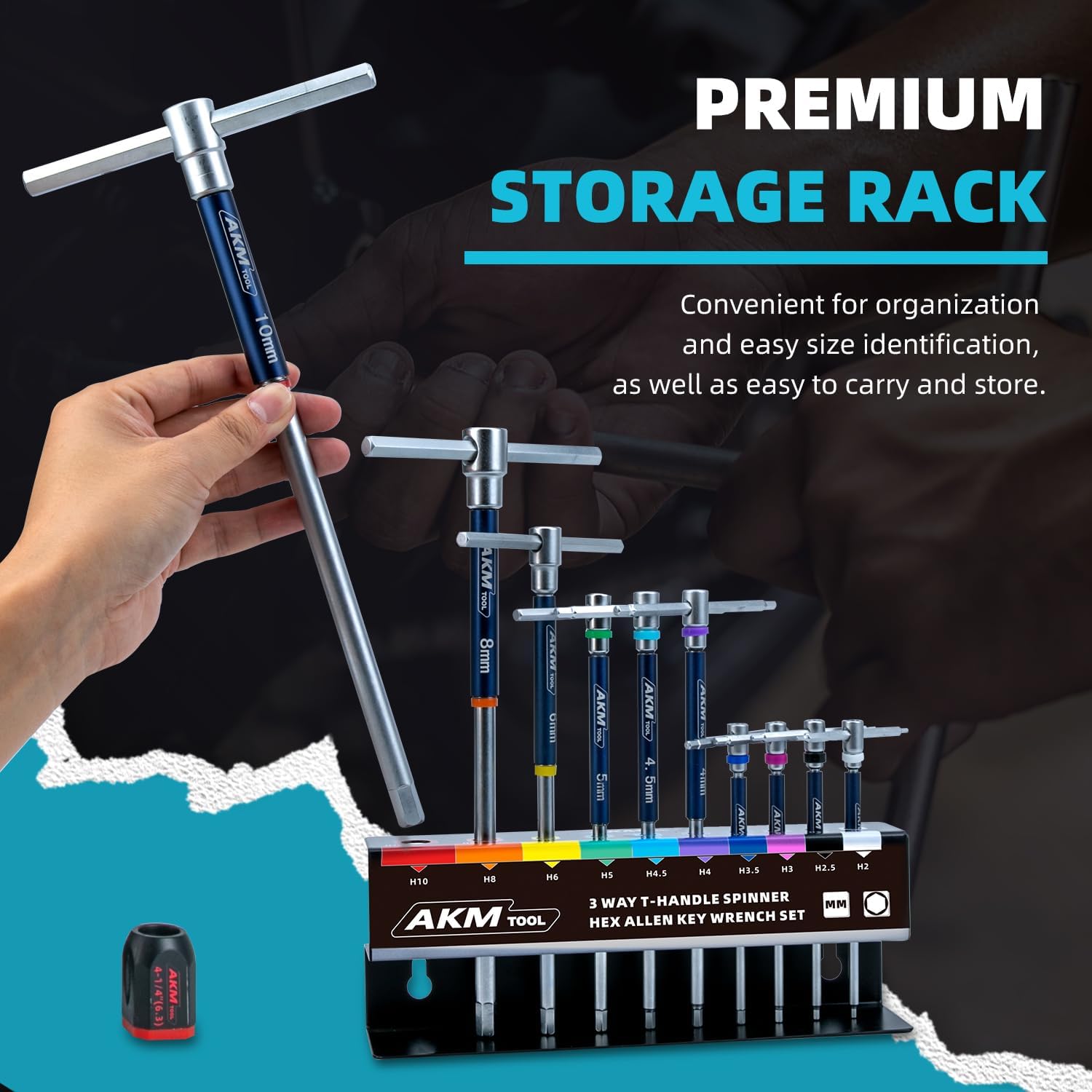 11 Pcs 3-Way T-Handle Hex Allen Key Wrench Set, Metric, 2mm-10mm, Sliding Handle, Allen Wrench Set with Magnetized & Demagnetized, for Versatile Speed And Leverage Application