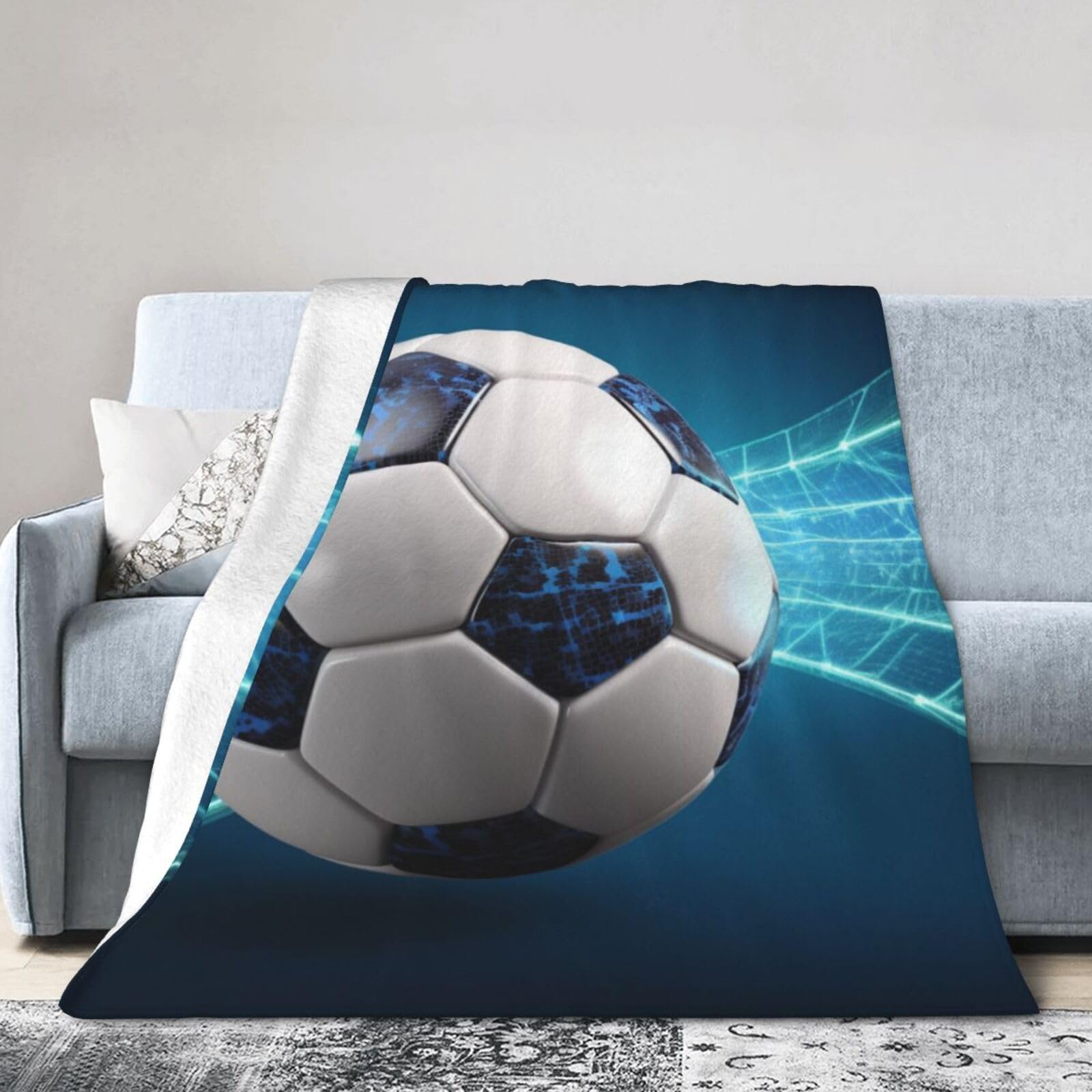 Coperta Morbida In Flanella Con Pallone Da Calcio 320g/m² - Regalo Per Appassionati Di Sport, 3 Taglie