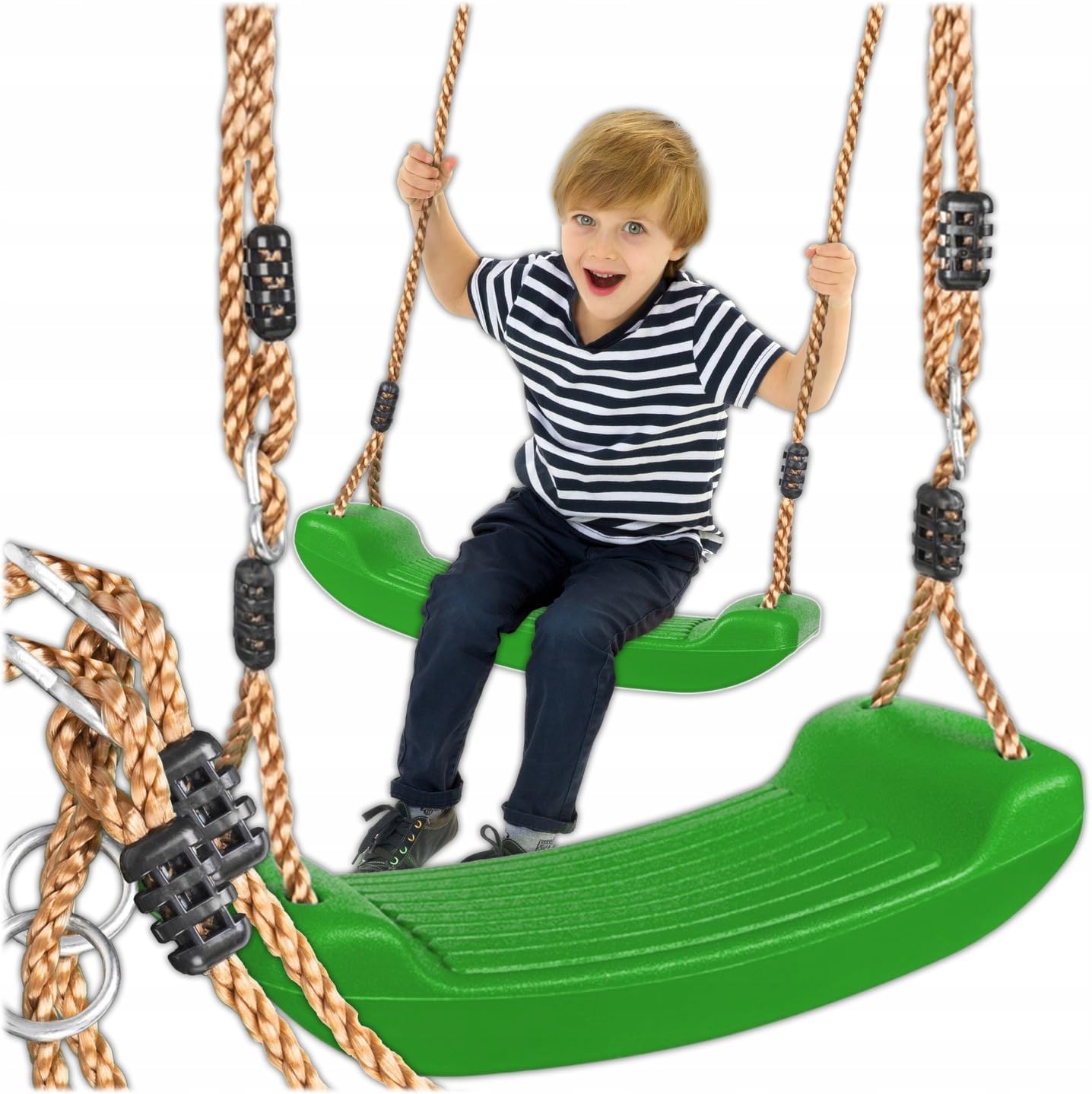 KRUMAD Children's Swing Outdoor & Indoor Ergonomic Swing Children Height Adjustable Ropes 115-190 cm Maximum Load 35 kg Weatherproof Garden Swing Children Green