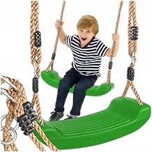 KRUMAD Children's Swing Outdoor & Indoor, Ergonomic Swing Children, Height Adjustable Ropes 115-190 cm, Maximum Load 35 kg, Weatherproof Garden Swing Children (Green)