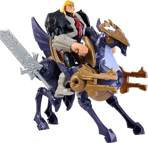 Masters of the Universe Vehículo y figura de criatura, Stridor, Savage Eternia coleccionable de superhéroe y corcel, regalo de juguete