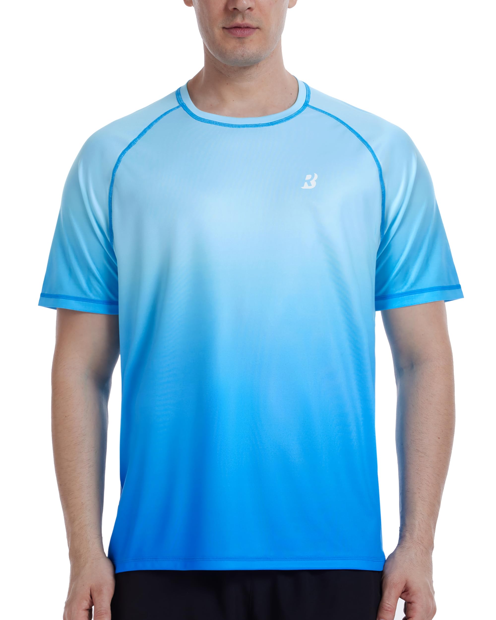 Roadbox Herren Kurzarm Rashguard, UV Schutz UPF 50+ Schnelltrocknend Bade Shirt, Atmungsaktives Outdoor Wassersport Shirt