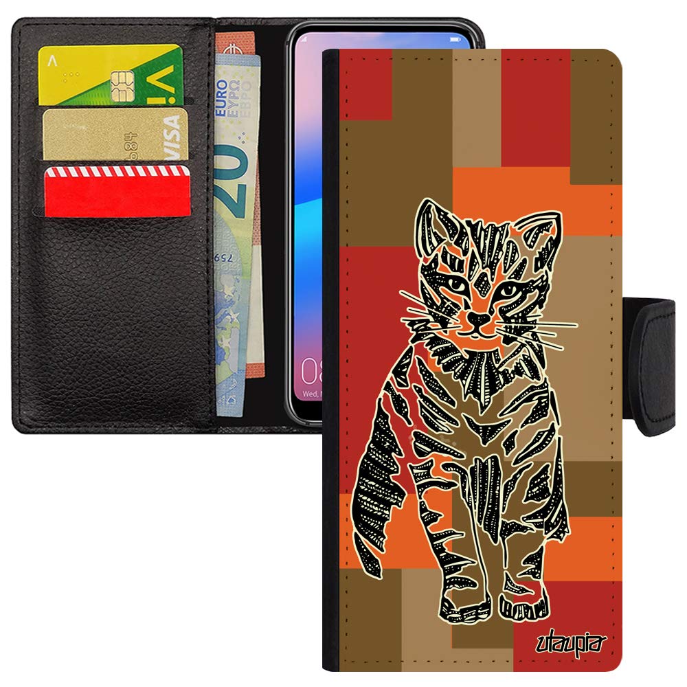 Coque S21 Ultra simili cuir chic à motif chaton marron - 2