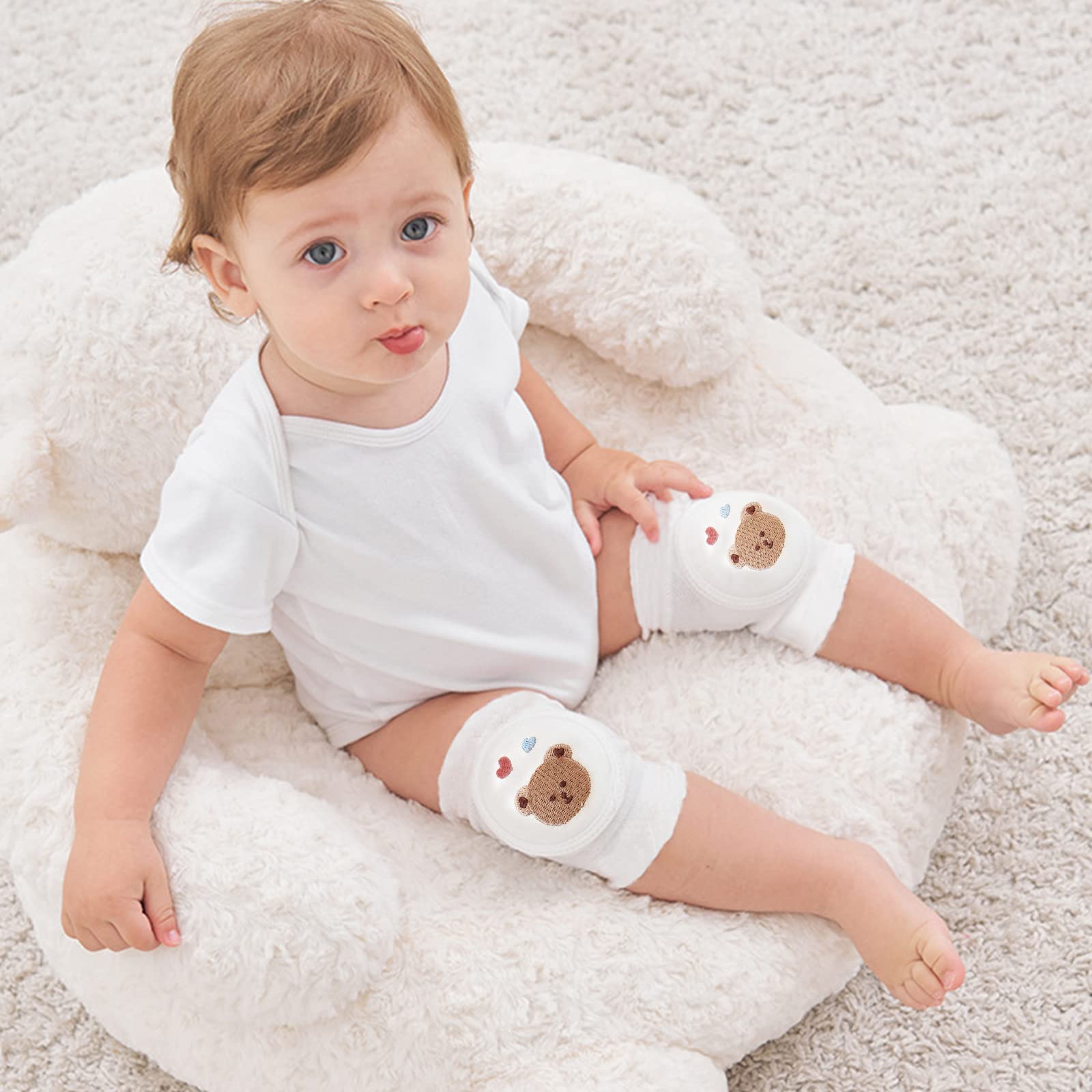 SONARIN Rodilleras Bebe para Gatear,2 Pares Rodilleras para Gatear Elásticas Protectores de Rodilla Calentador de Piernas Bebé Transpirable para Bebé Niños Niñas 0-36 Meses