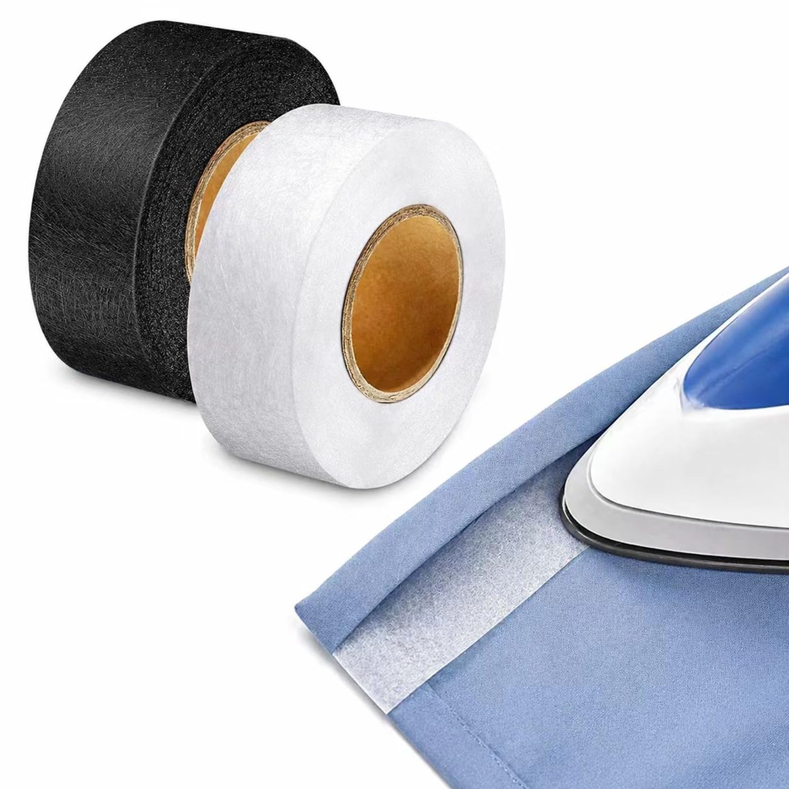 VATRQZMN 2 Pack Wonder Web Hemming Tape, 64 Meters Iron-On No-Sew Fabric Fusing Tape, 2cm Wide Fusible Hem Tape for Trousers, Curtains, Clothes, Alterations, Repair and Splicing