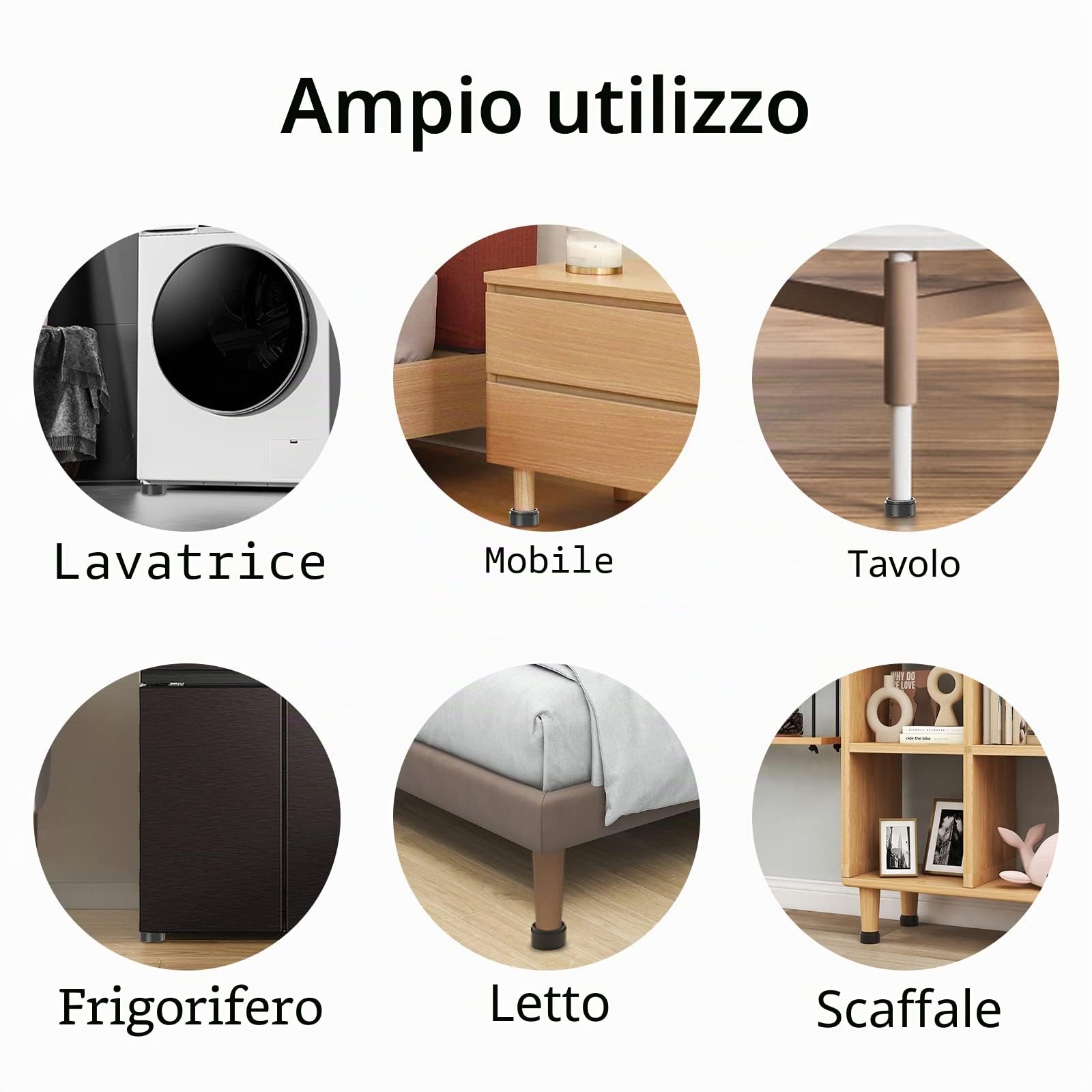 Ezprotekt Confezione da 12 rialzi rotondi regolabili per mobili da letto, impilabili da 2,5 cm, creano ulteriori 2,5 cm, 5,1 cm o 7,6 cm di altezza per divano, letto, tavolo, sedia, gomma antiscivolo