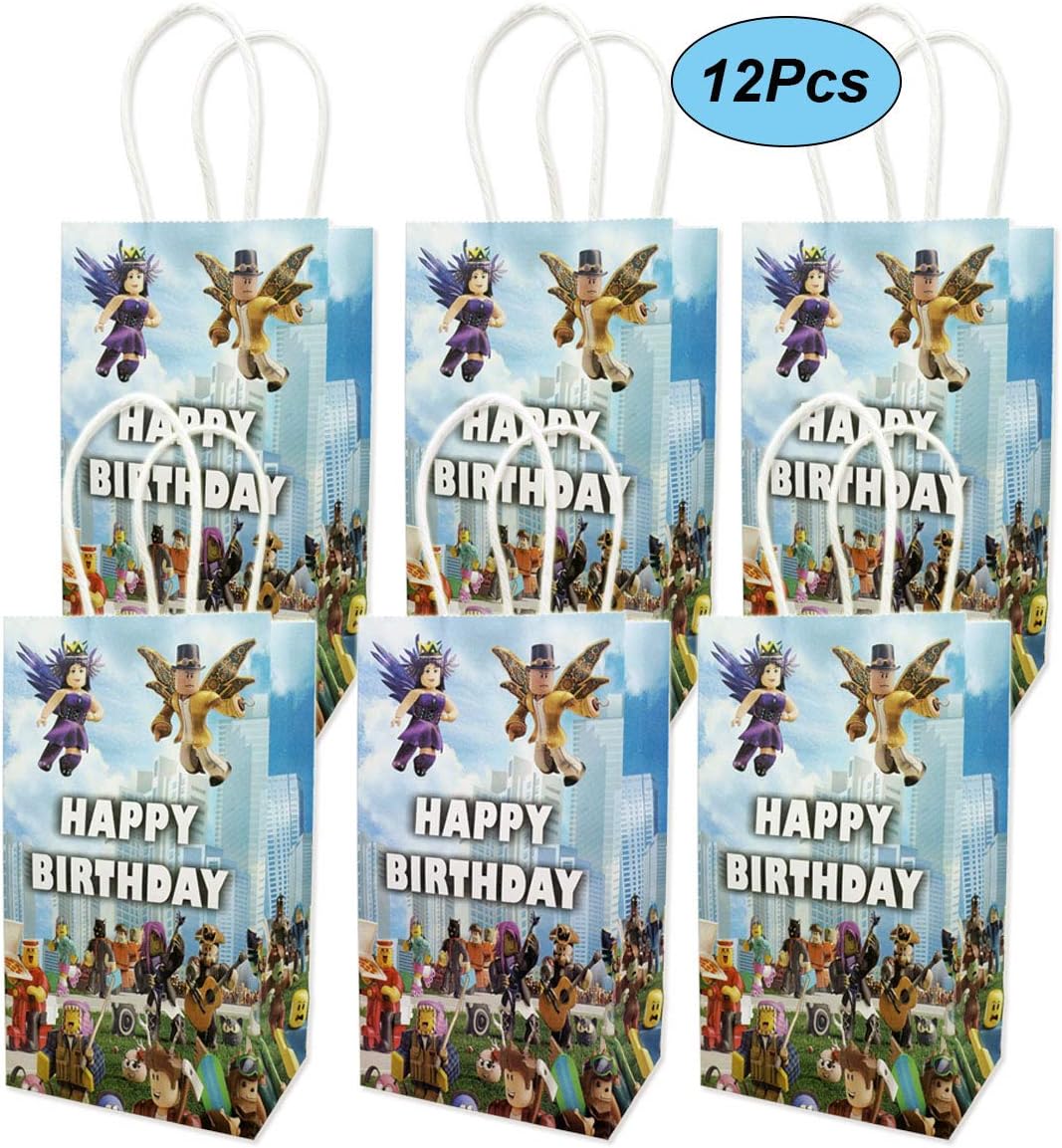 Children's Sandbox Game Gift Bags with Handles Made of Paper for Kids Education and Birthday Themed Party Set of 12