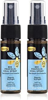 Bee Propolis Throat Spray - Natural Immune Support, Soothing Mint Flavor with New Zealand UMF 10+ Manuka Honey, Antioxidant, Dietary Supplement - 0.7 fl oz, Pack of 2