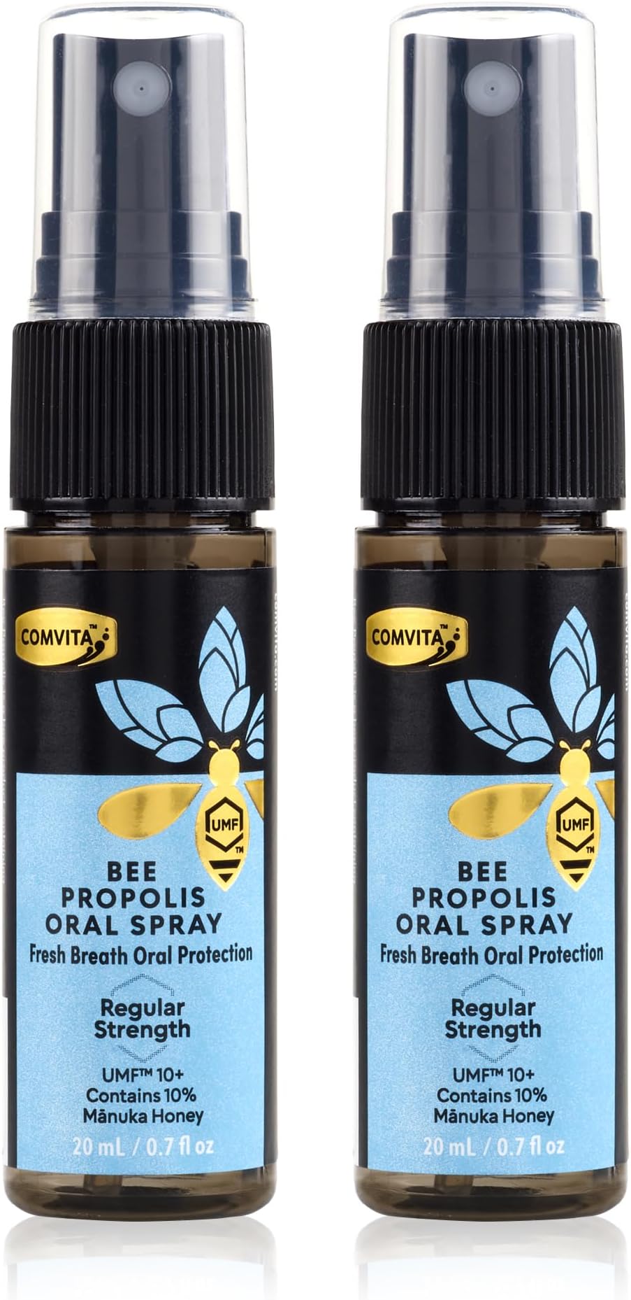Bee Propolis Throat Spray - Natural Immune Support, Soothing Mint Flavor with New Zealand UMF 10+ Manuka Honey, Antioxidant, Dietary Supplement - 0.7 fl oz, Pack of 2