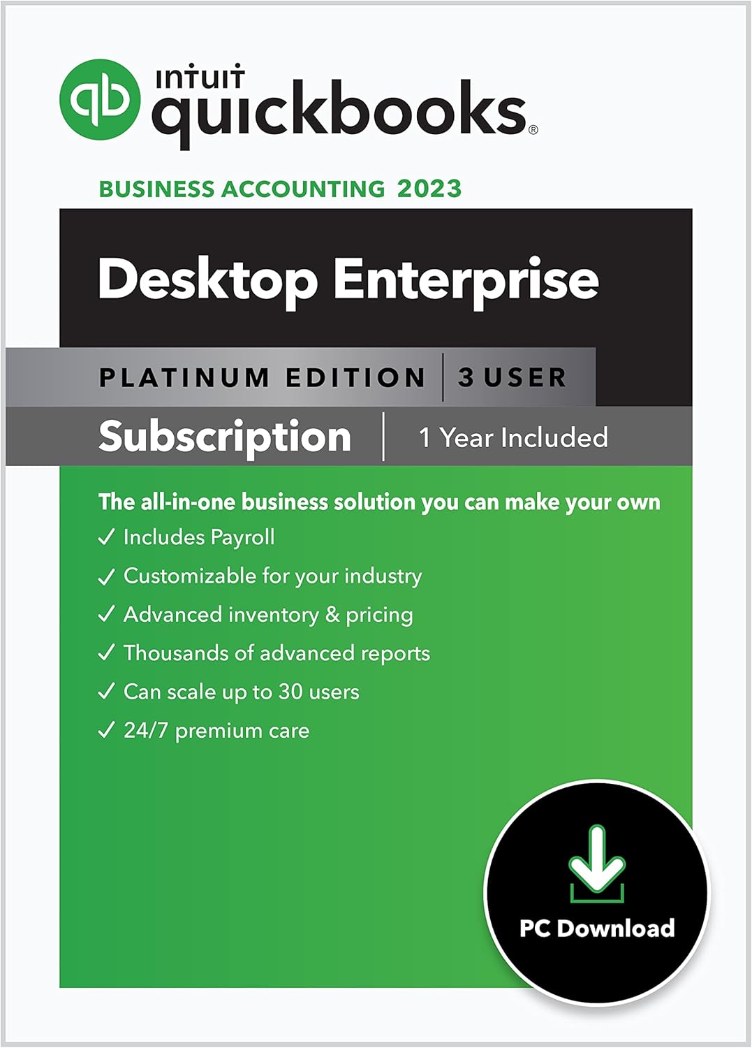 QuickBooks Desktop Enterprise Platinum 2023 3 User