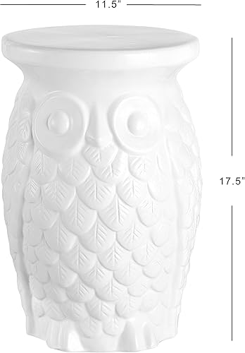 Miniatura 3 de JONATHAN Y TBL1023A Groovy Owl Taburete de jardín de cerámica de 17.5 pulgadas, tradicional, cabaña, clásico, bohemio, mesa auxiliar, soporte para