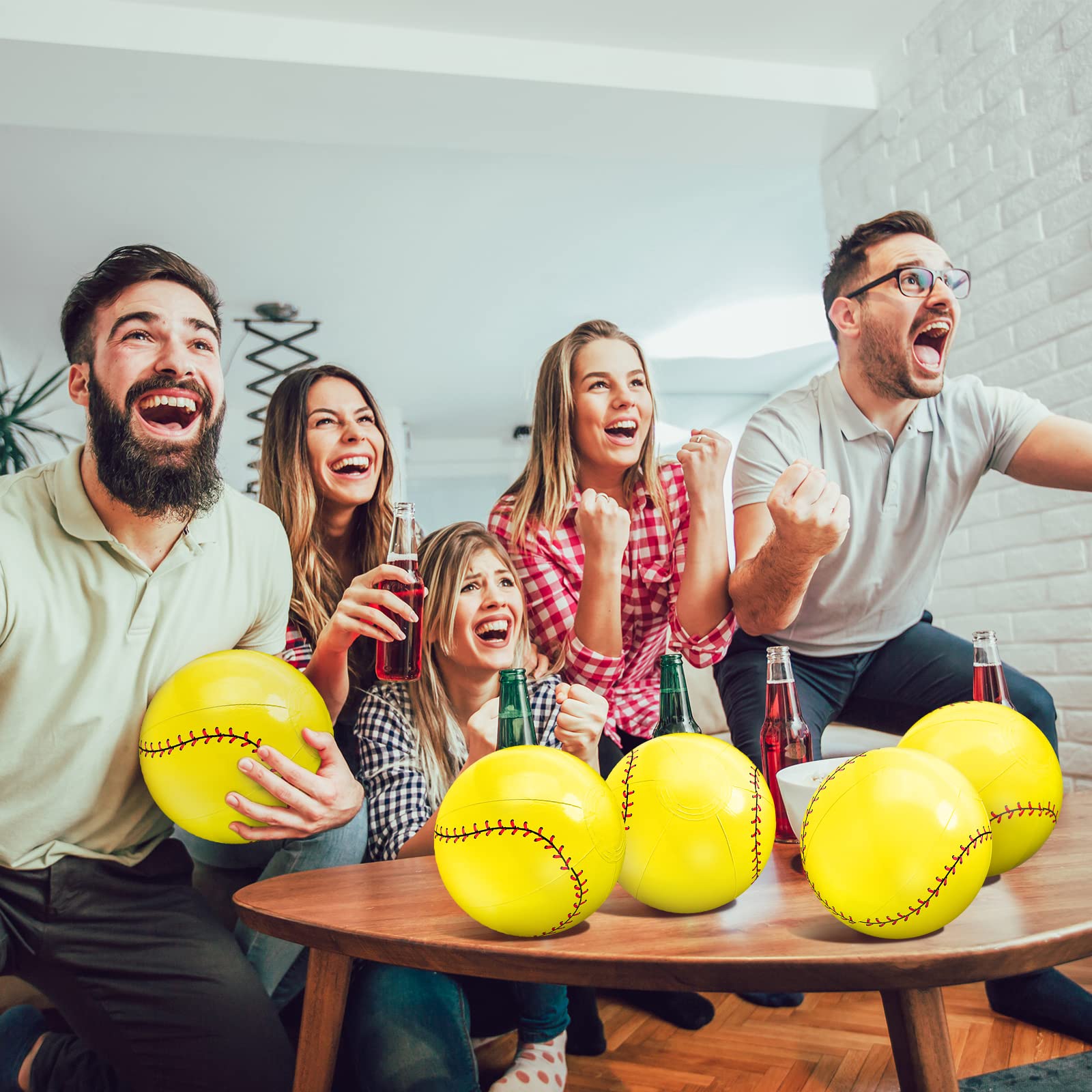 24 unidades inflables de béisbol de 5.5 pulgadas, regalos de fiesta en la piscina, pelota de béisbol, juegos de playa, suministros de juegos deportivos de piscina (amarillo) 5