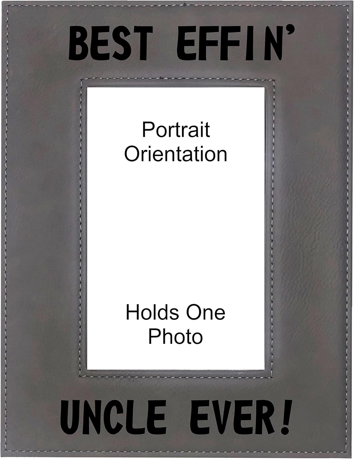 Funny Gift for Uncle Best Effin Uncle Ever Engraved Leatherette Picture Frame Fathers Day (5x7 Portrait, Black)