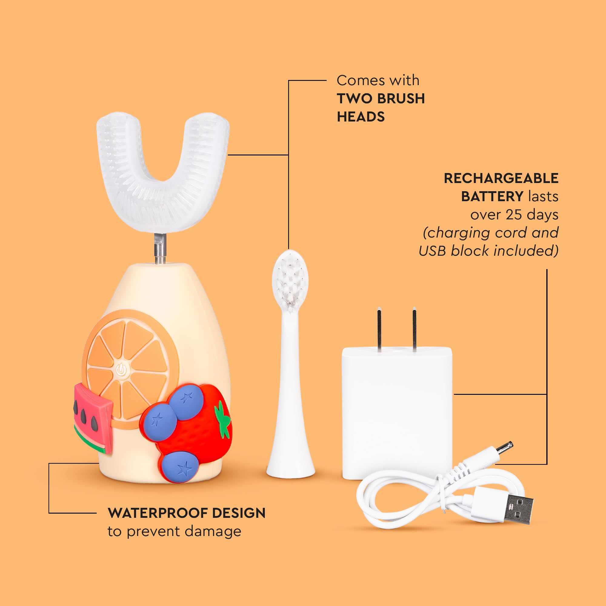 Boka Kids Sonic Electric Toothbrush - Rechargeable Sonic Powered Toothbrush - Food Grade Silicone Bristles for Deep Cleaning - Dentist Recommended Oral Care - U Brush and Nylon Brush Set