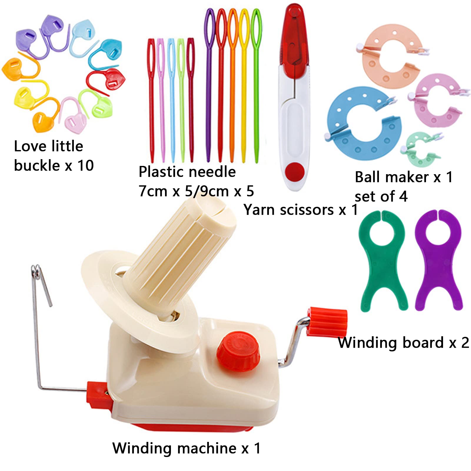 Bobinadora de bolas de hilo, bobinadora de hilo manual, kit de fabricación de pompones y veloz de hilo con accesorios de tejer para almacenamiento de hilo