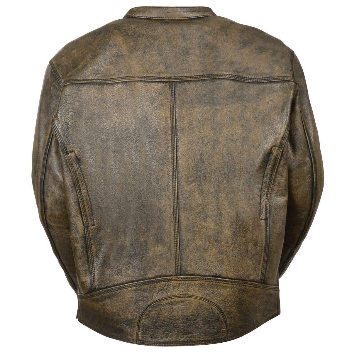 Milwaukee Leather Men's Distressed Scooter Jacket W/Venting Distressed Brown (Medium)