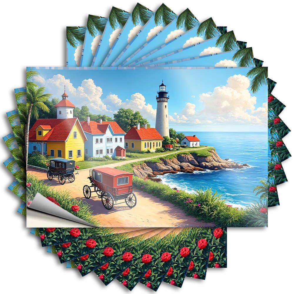 Fun Stuff Bottle Saying | Coastal Village with Lighthouse and Carriage Winter for Military Decor(6X9CM)