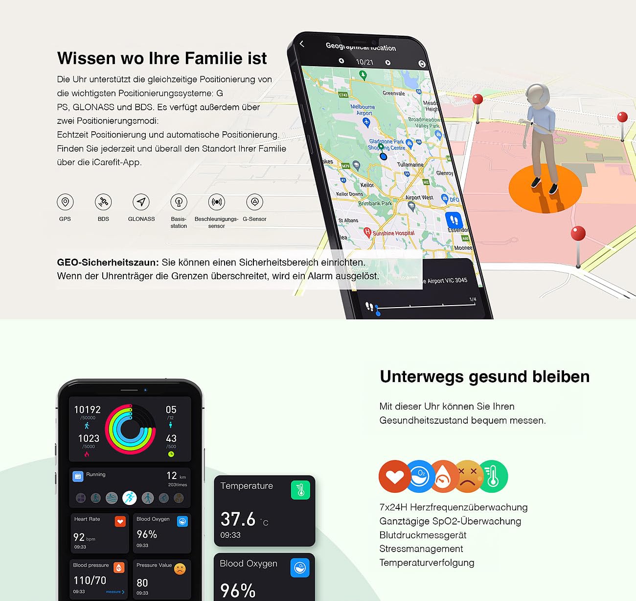 simvalley MOBILE Notruf Armband: 4G-Notfall-Armband mit Freisprechen, GPS, Sturz-Sensor, App, IP67 (Notfallarmband, Notfallarmband Senioren, Handy)