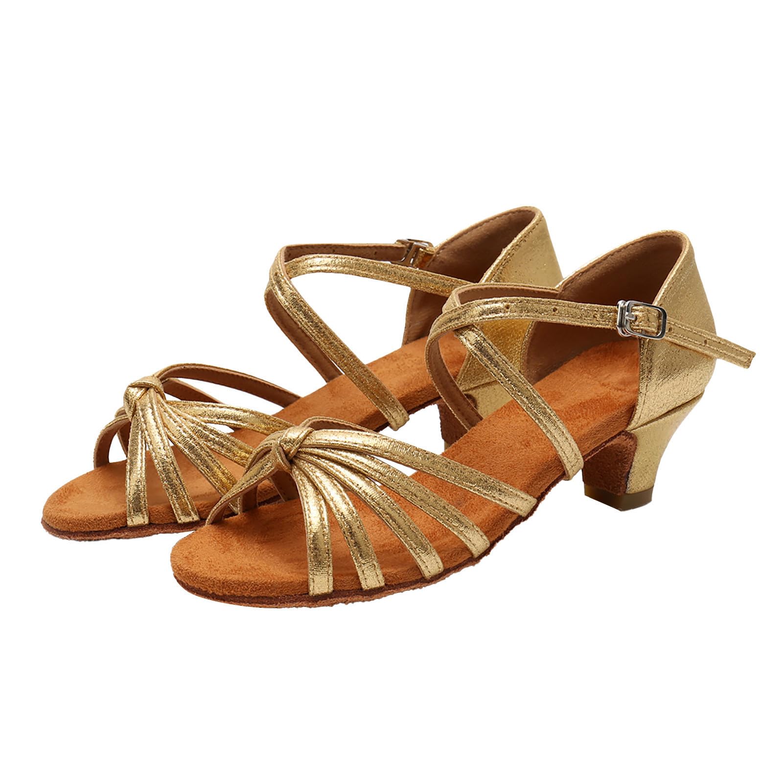 Genérico Sandalias Niña Verano Tacon Bajo Zapatos de Baile Latino Niña Tacón 3 cm Estándar Salsa Bailarina y Bachata Principiantes Bailarina Práctica